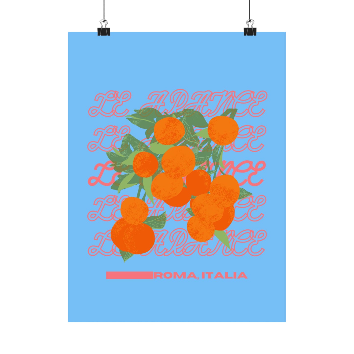 Oranges, Rome Italy Illustration Vertical Poster