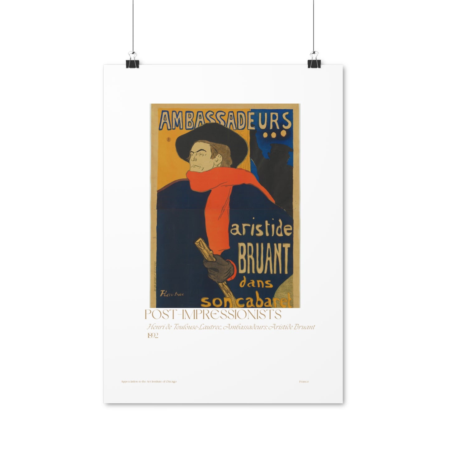 Henri de Toulouse-Lautrec, Ambassadeurs: Aristide Bruant 1892 Vertical Poster EU