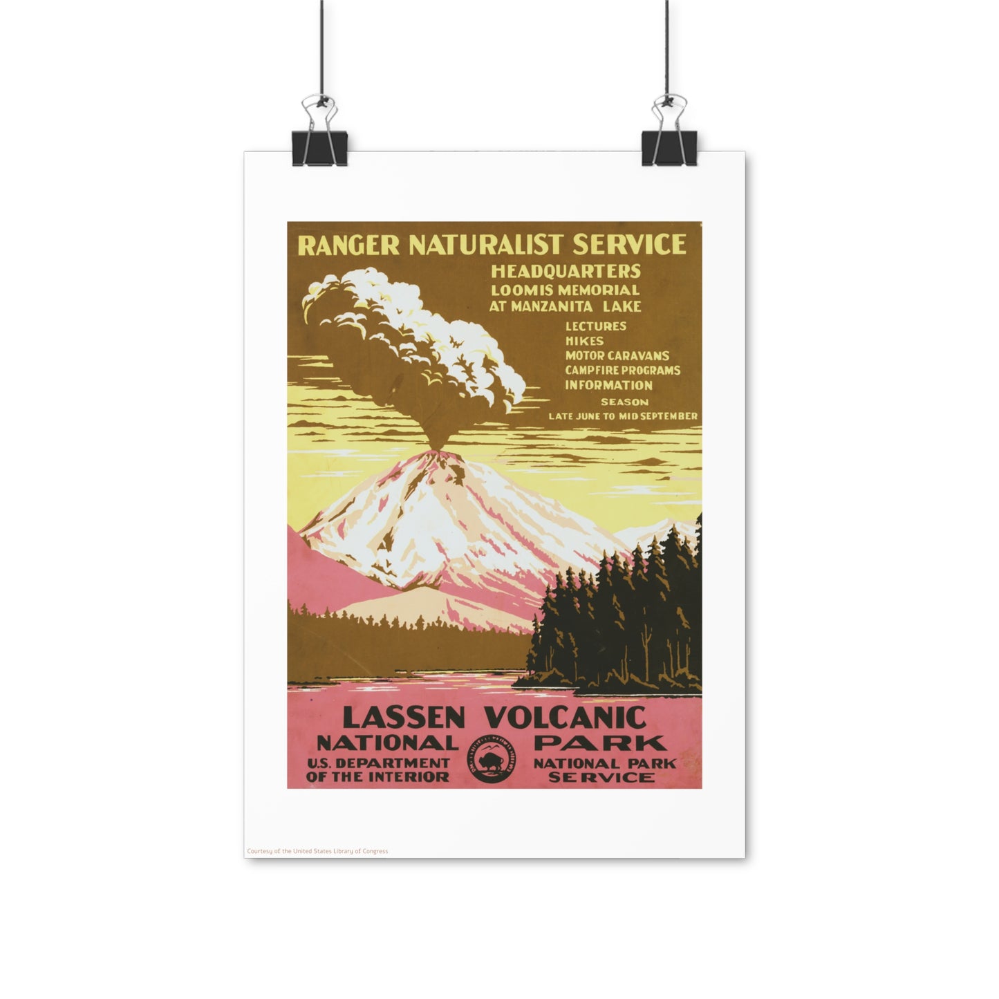 Lassen Volcanic National Park Illustration Vertical Poster EU