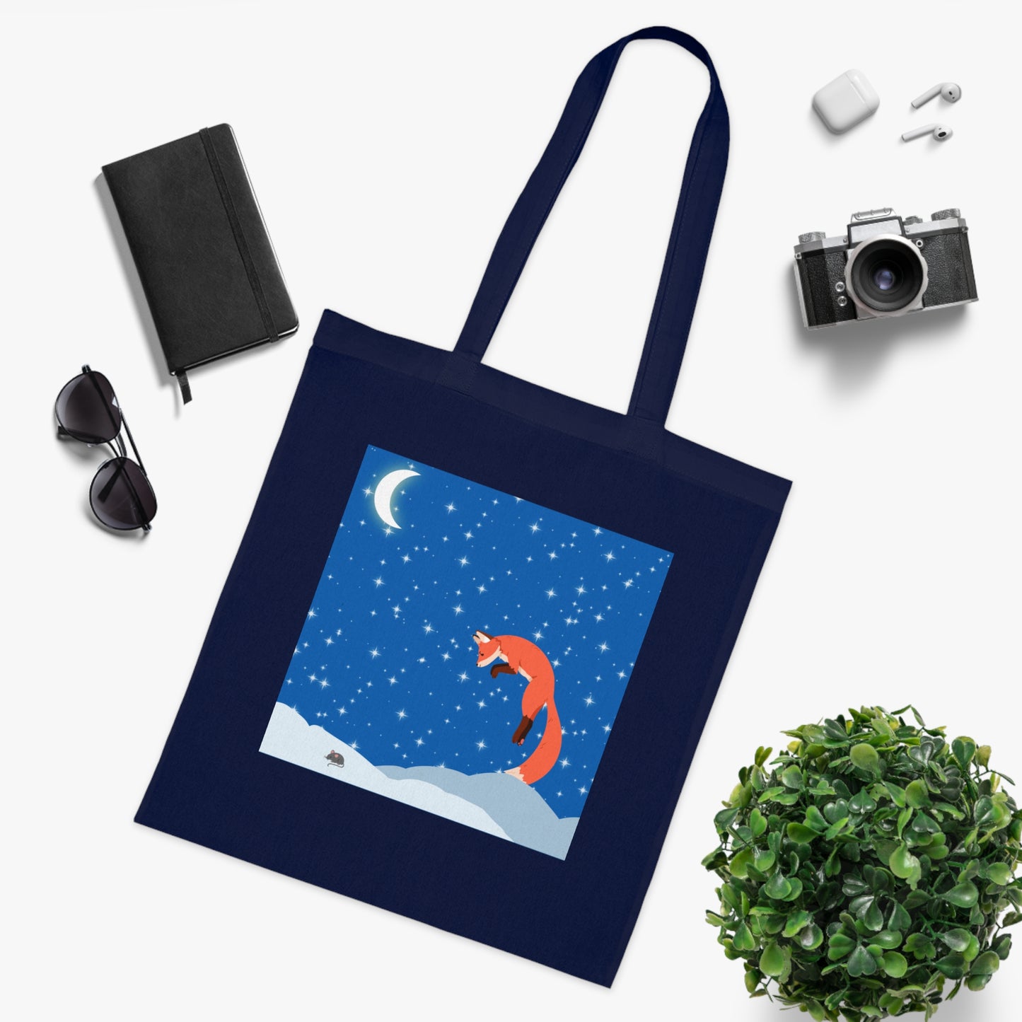 Snow Jumping Fox Tote Bag EU