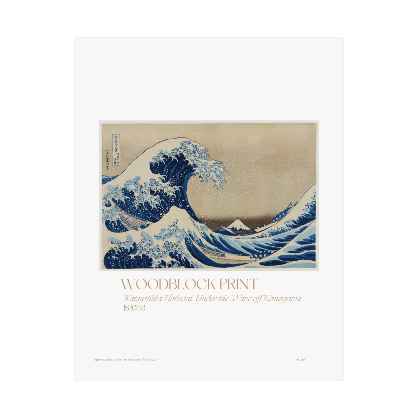 Katsushika Hokusai, Under the Wave off Kanagawa Japan1830/33 Vertical Poster