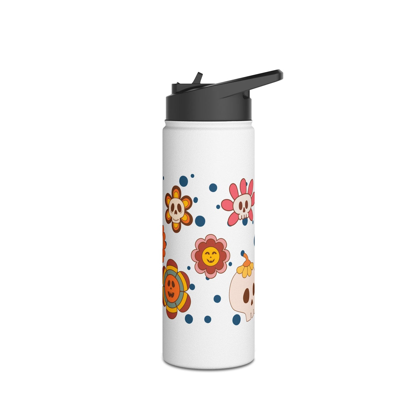 Halloween Flowers Stainless Steel Water Bottle, Standard Lid