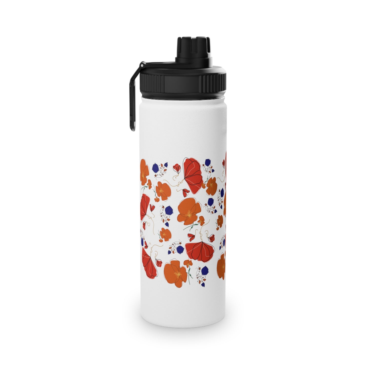 Poppies Steel Water Bottle, Standard Lid EU