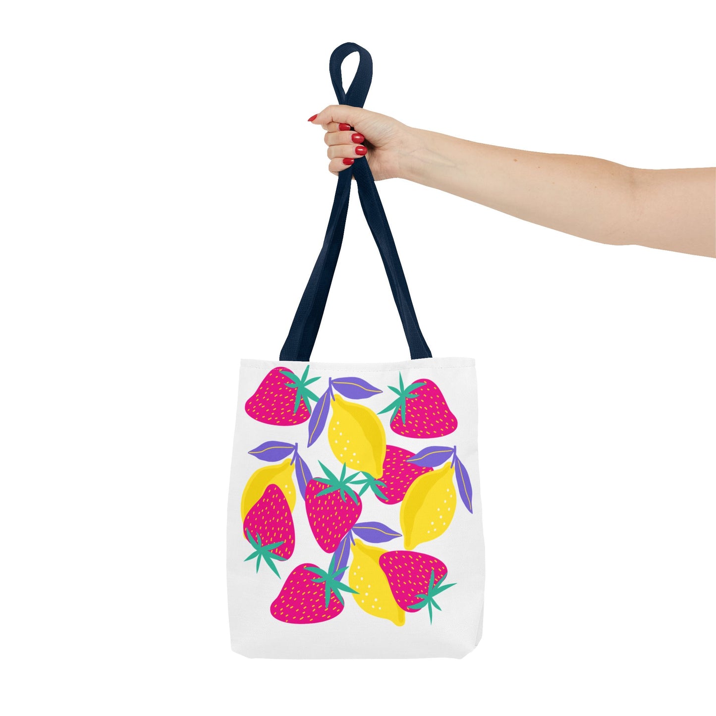 Bolsa de mano con limones y fresas