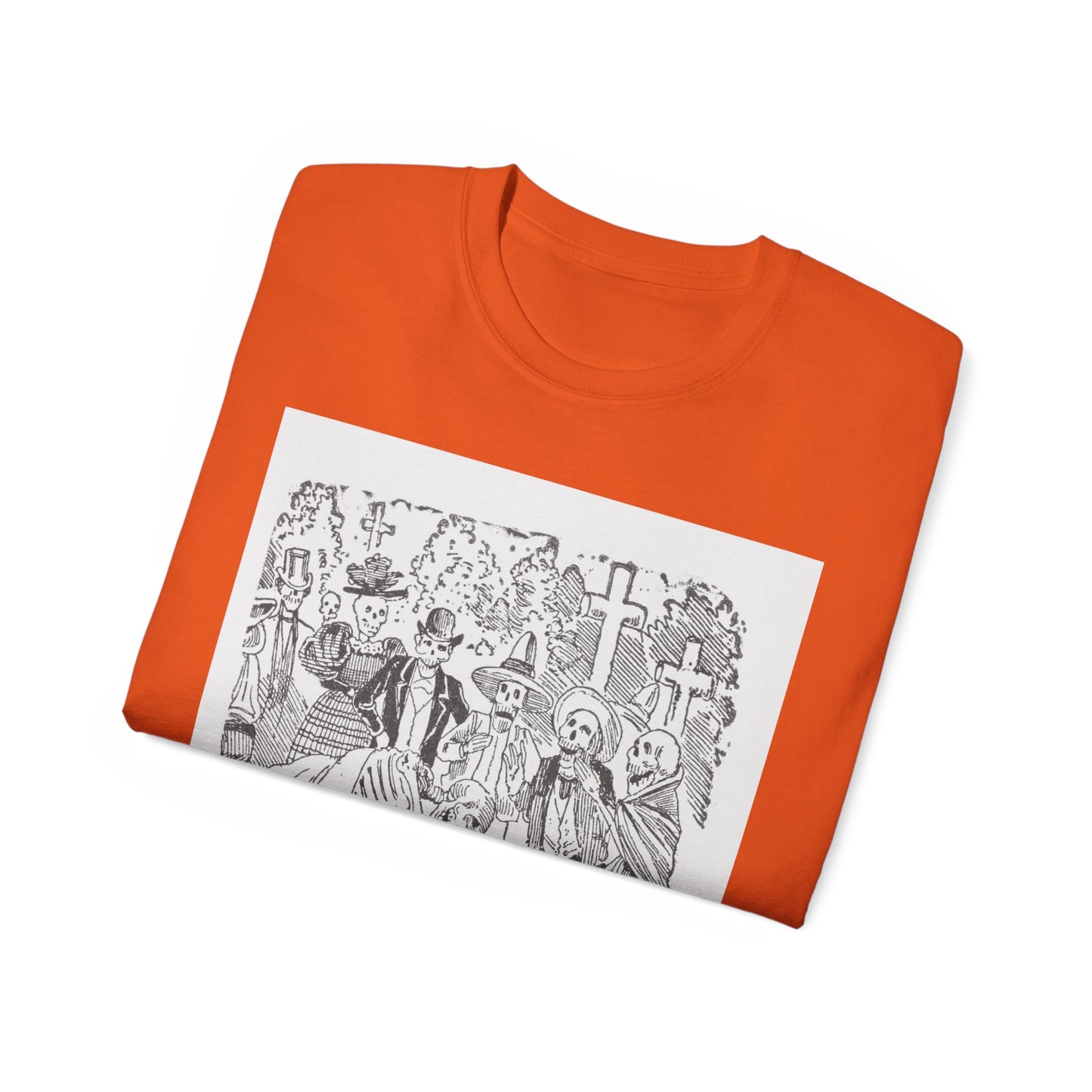 José Guadalupe Posada Un esqueleto con una sábana llorando en un cementerio 1880-1910 Camiseta unisex de algodón ultra fino UE