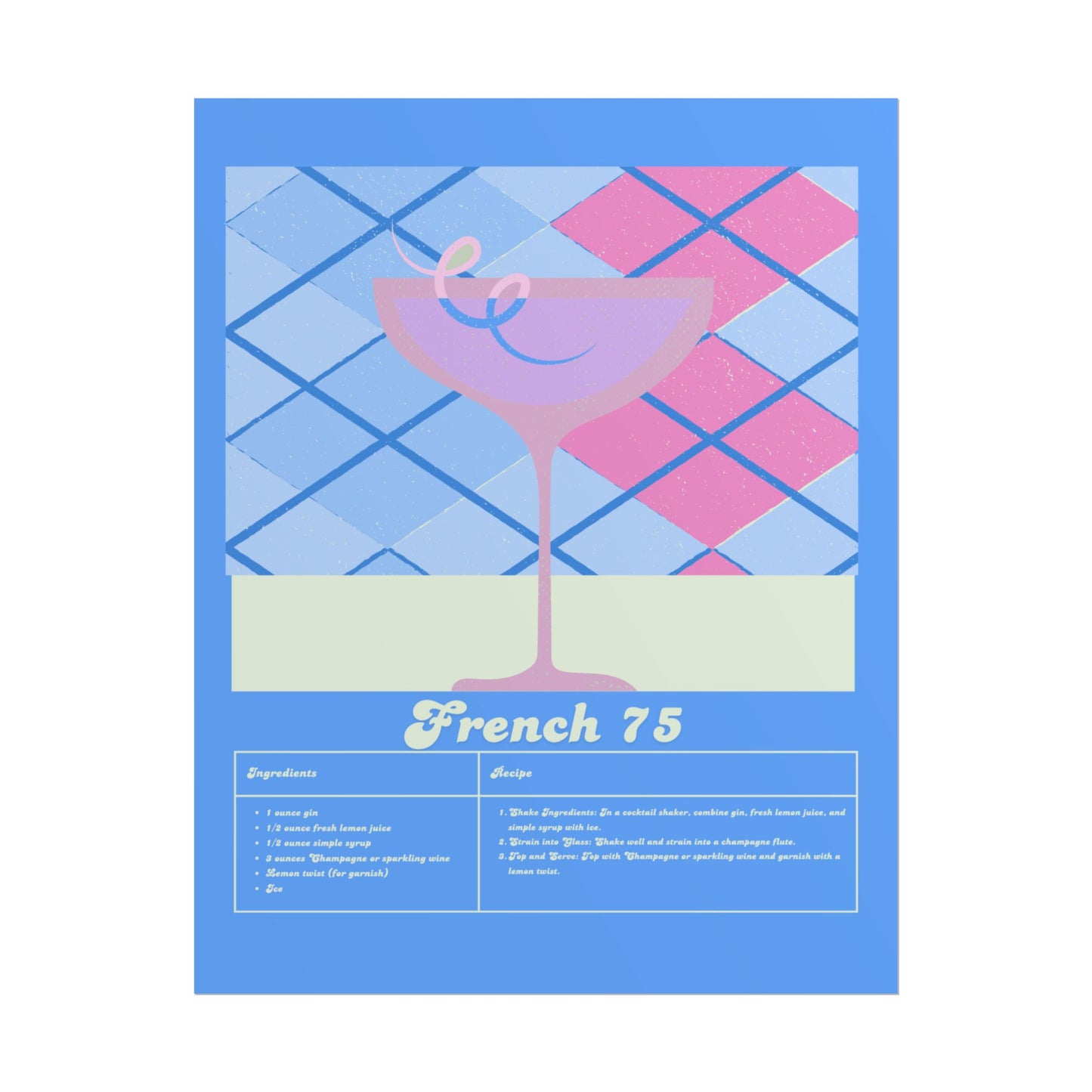 French 75 Illustration Vertical Poster SMALL EU