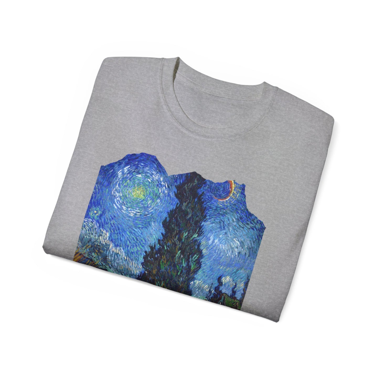 Camiseta de algodón ultradelgada de Vincent Van Gogh, Road with Cypresses and Star 1890 EU