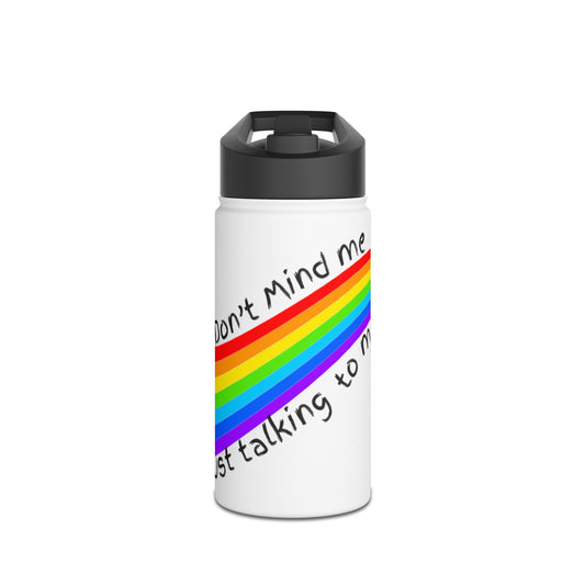 Talking to Myself Rainbow Stainless Steel Water Bottle, Standard Lid