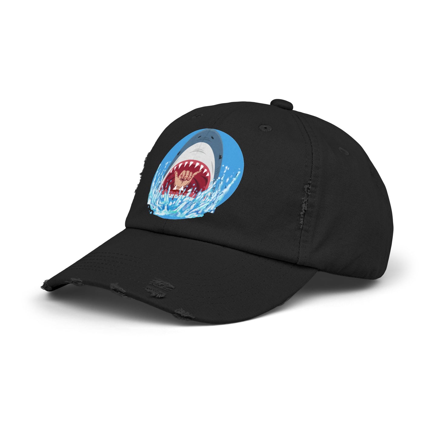 Surfin' Shark Unisex Distressed Cap