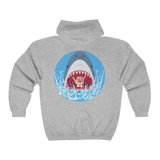 Sudadera unisex con capucha y cierre completo de mezcla pesada Surfin' Shark