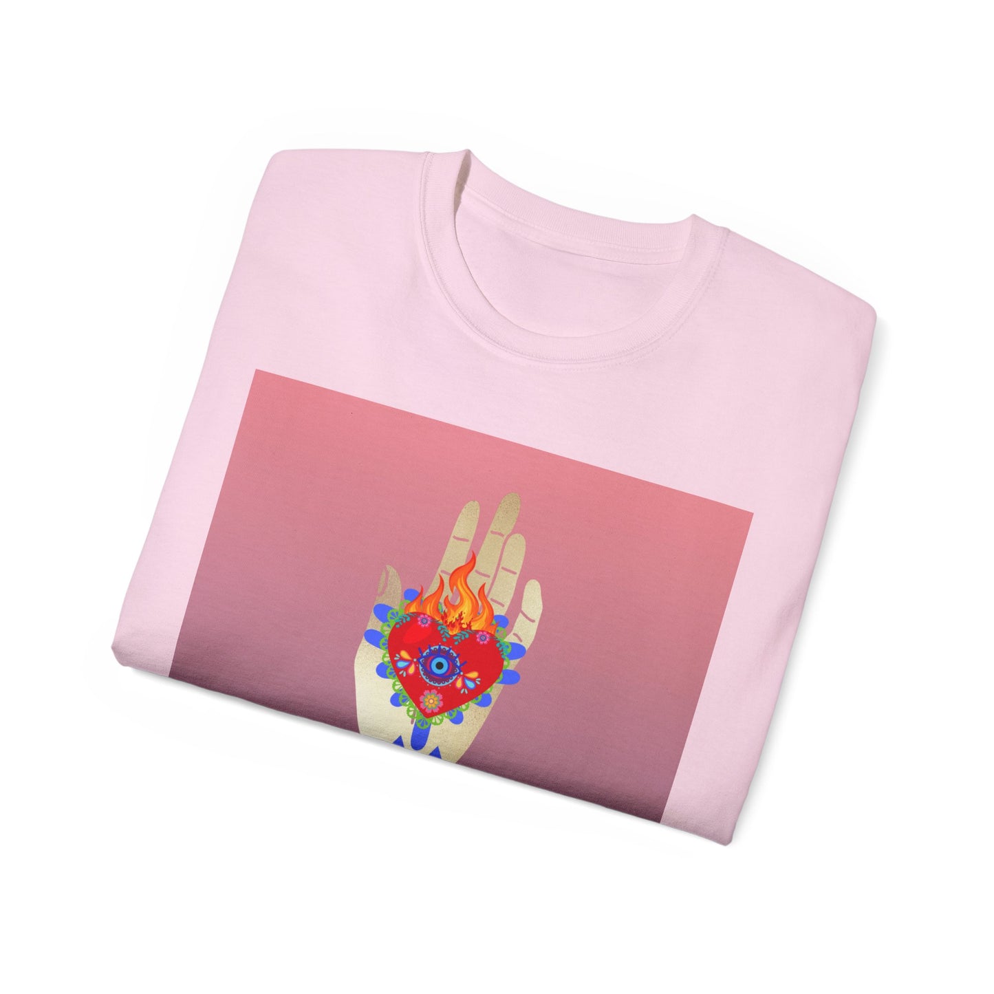 Camiseta de algodón ultra suave con ilustración de corazón ardiente de Passions EU