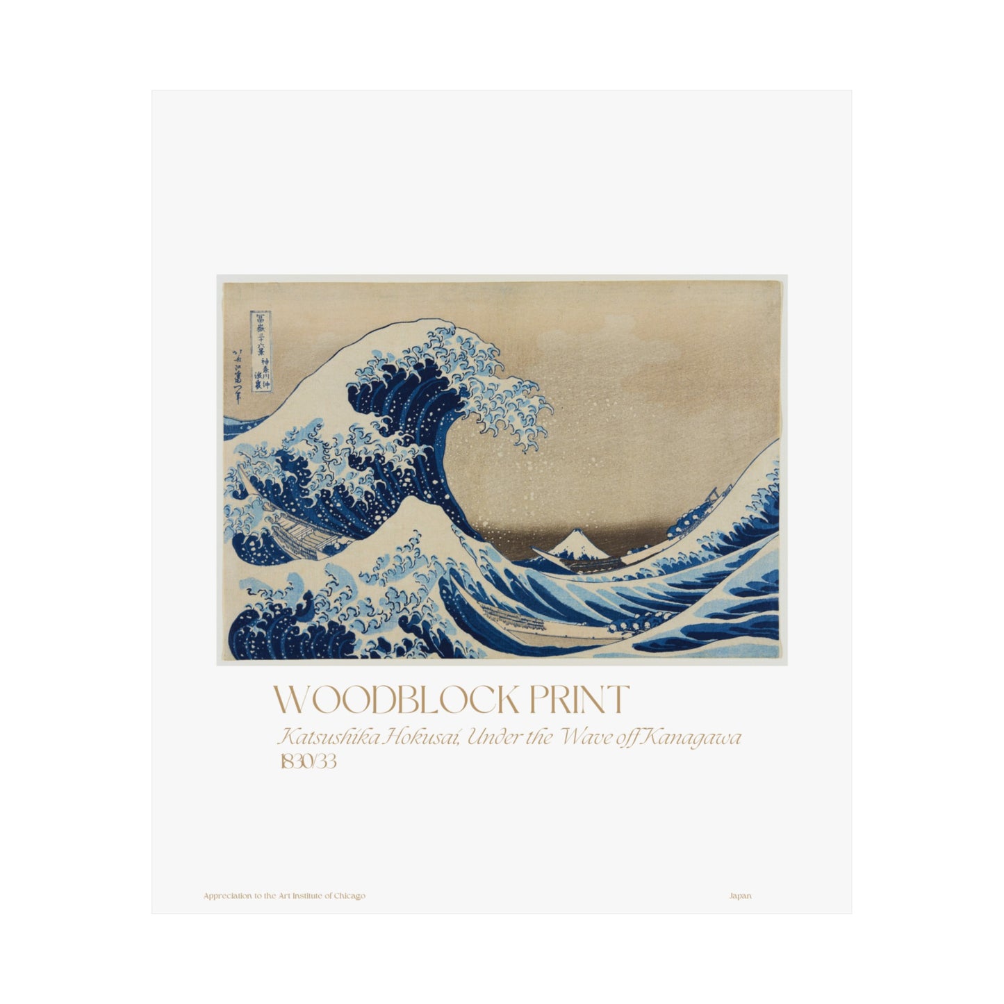 Katsushika Hokusai, Under the Wave off Kanagawa Japan1830/33 Vertical Poster