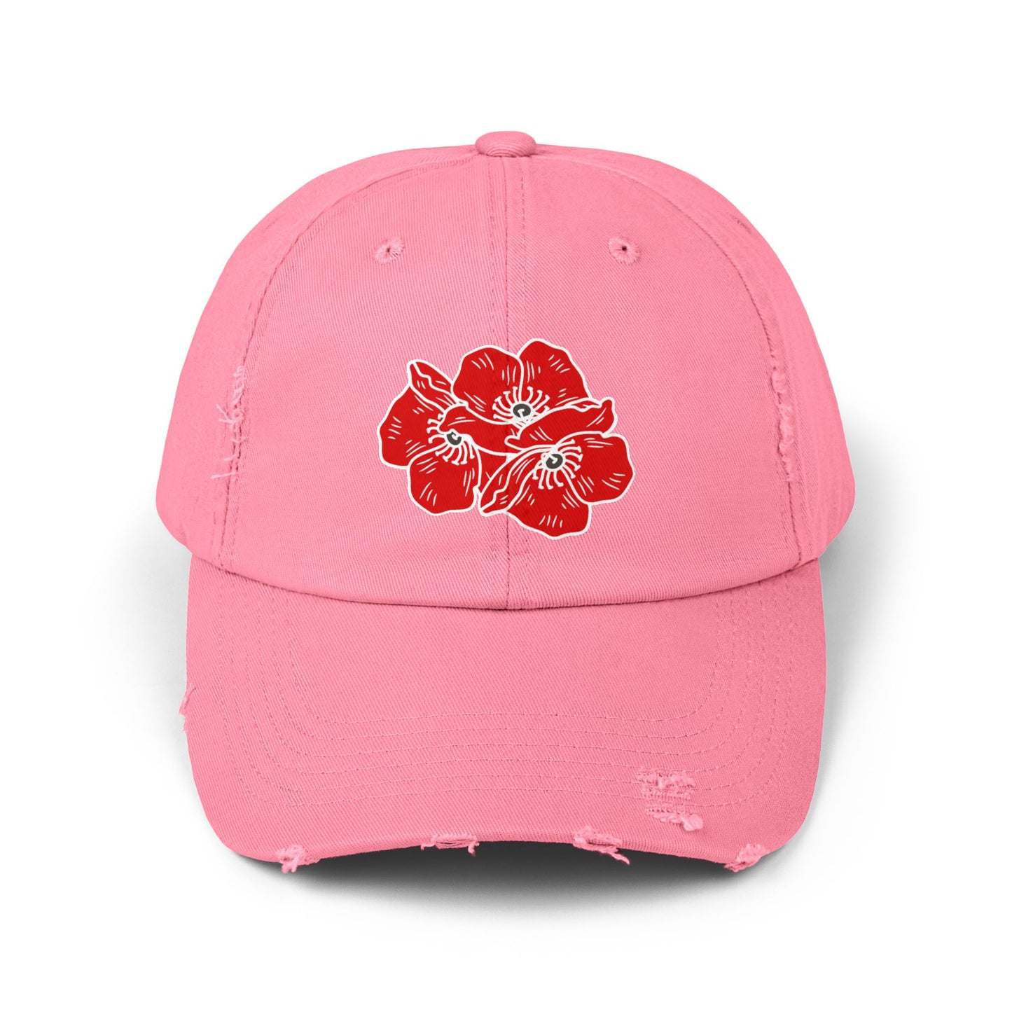 Poppies Unisex Distressed Cap