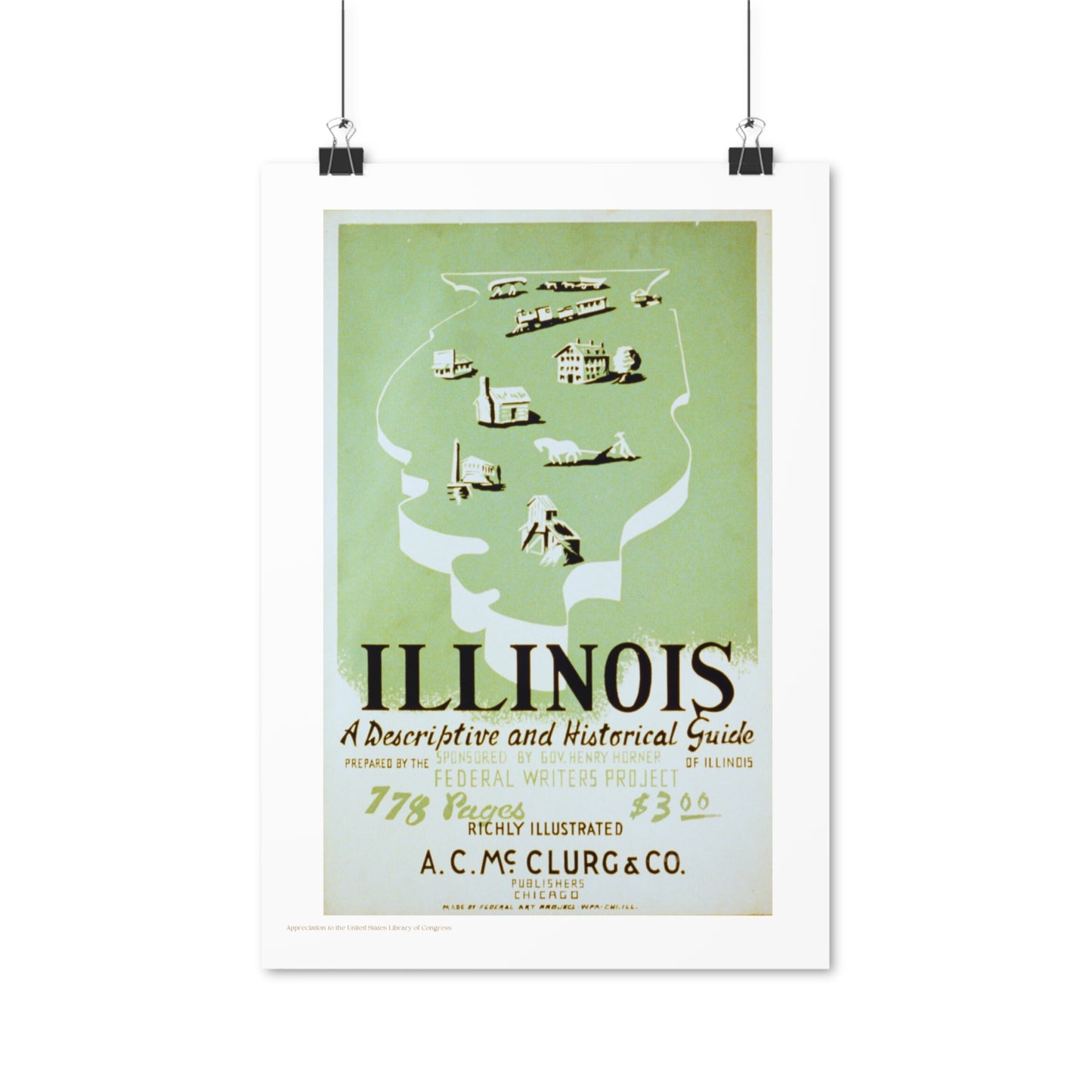 Illinois a Guide Illustration Vertical Poster EU