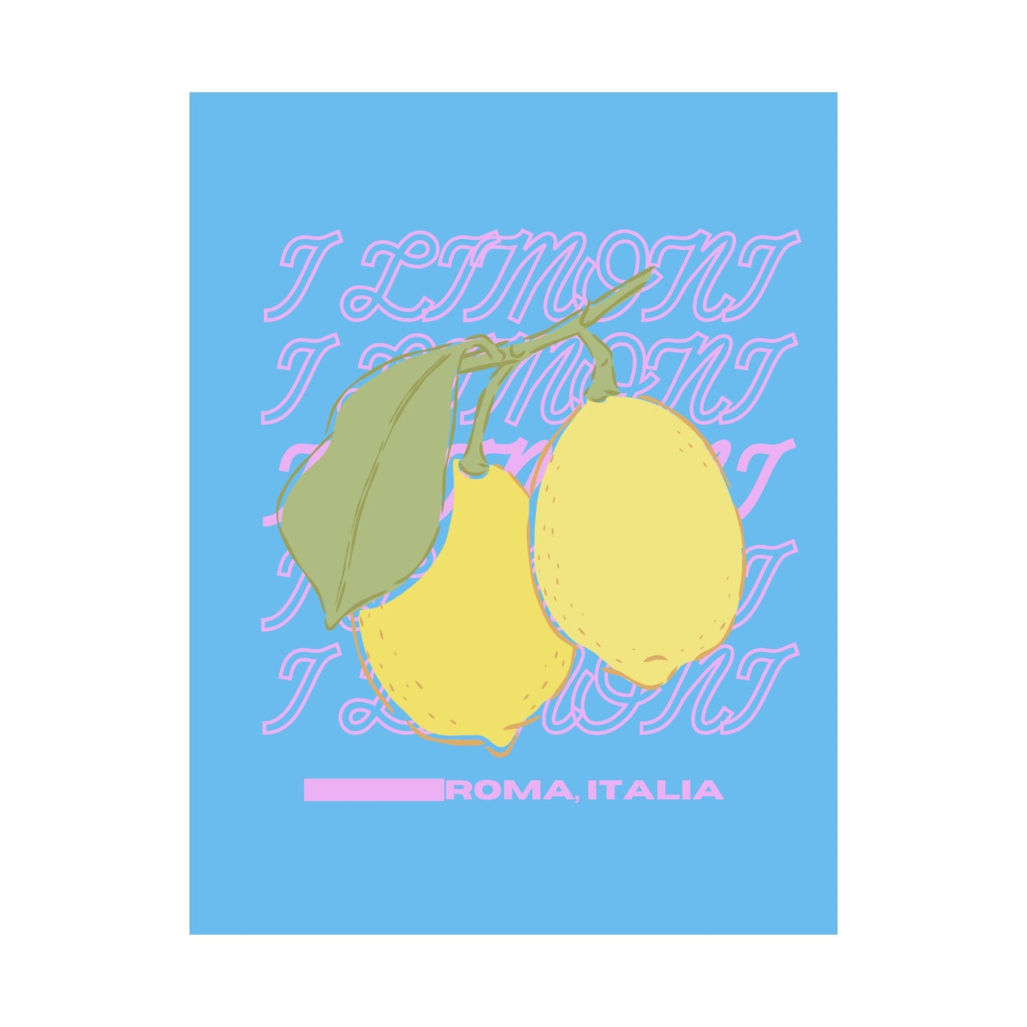 Lemons, Rome Italy Illustration Vertical Poster