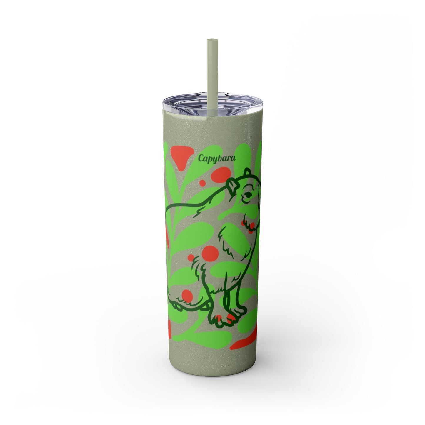 Capybara Skinny Tumbler with Straw, 20oz