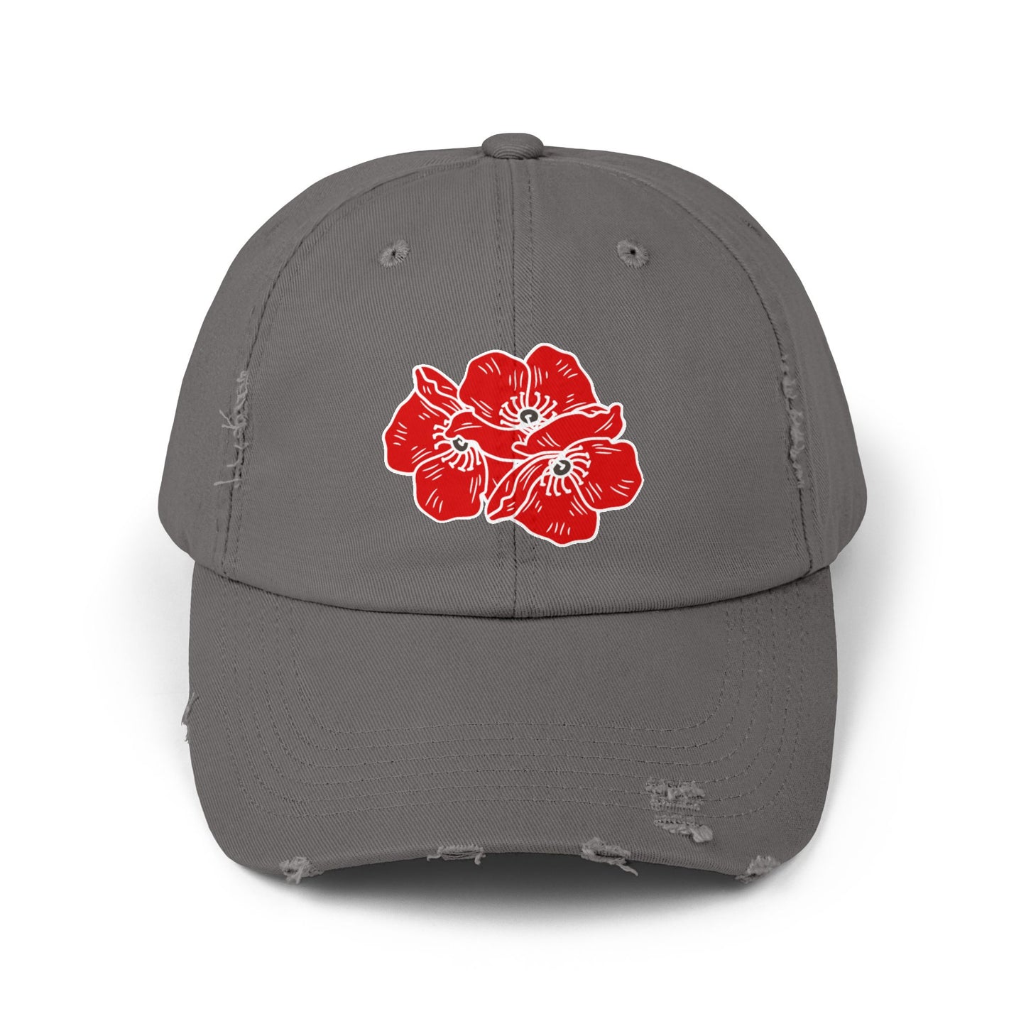 Poppies Unisex Distressed Cap