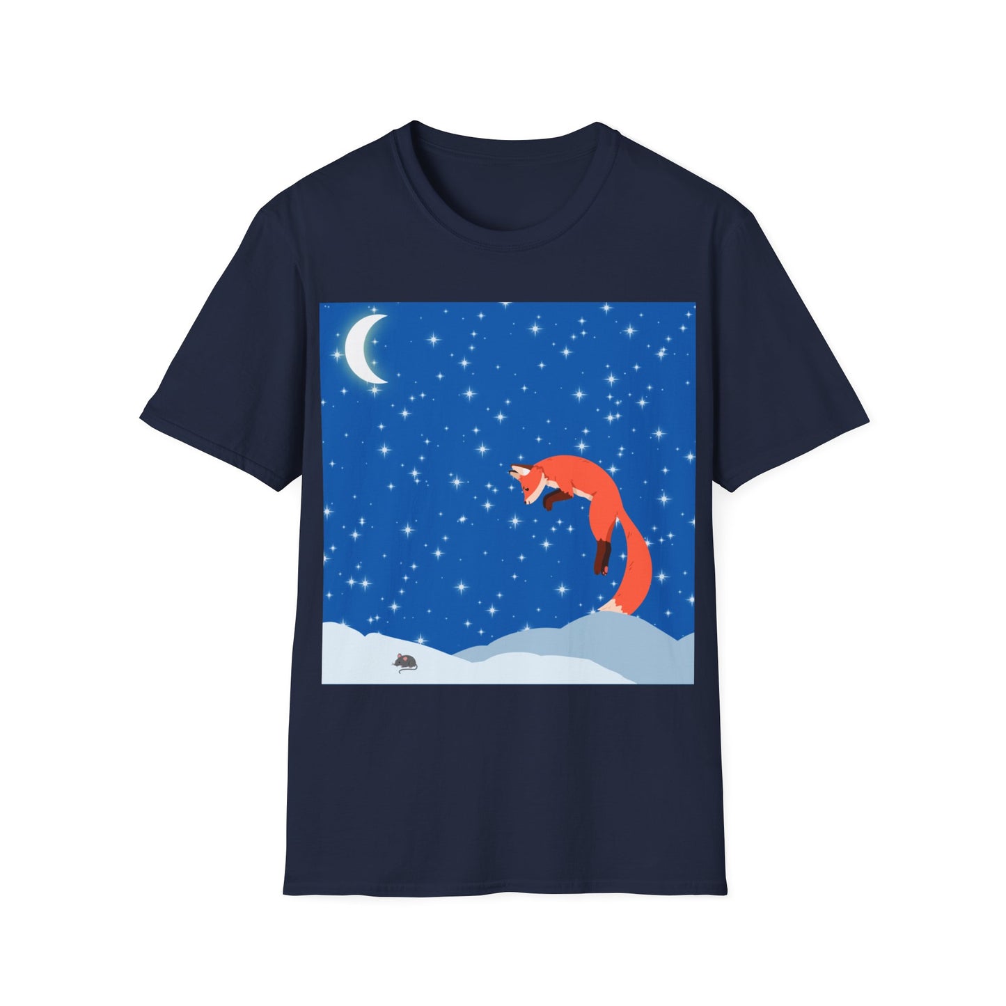 Snow Jumping Fox Unisex Softstyle T-Shirt