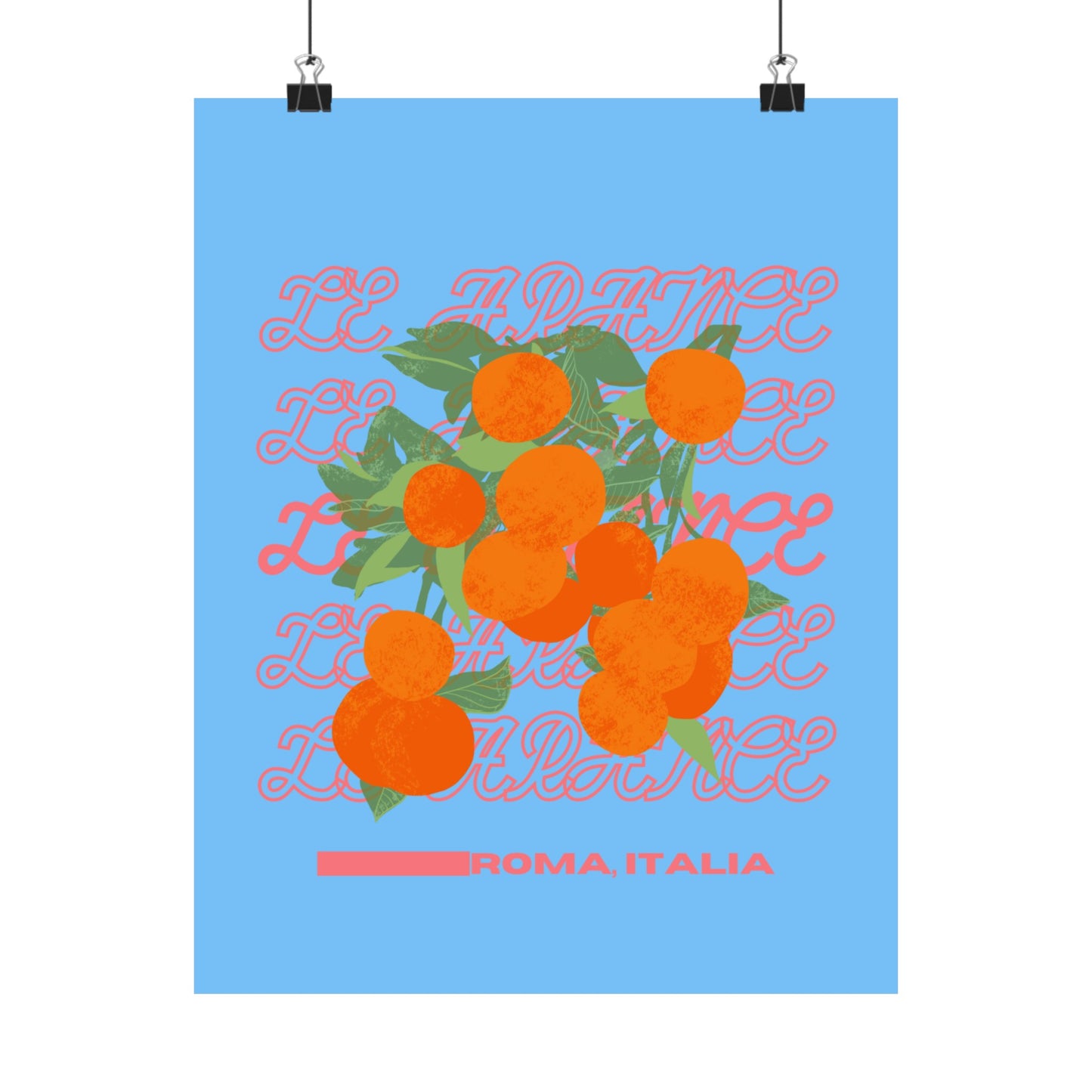 Oranges, Rome Italy Illustration Vertical Poster