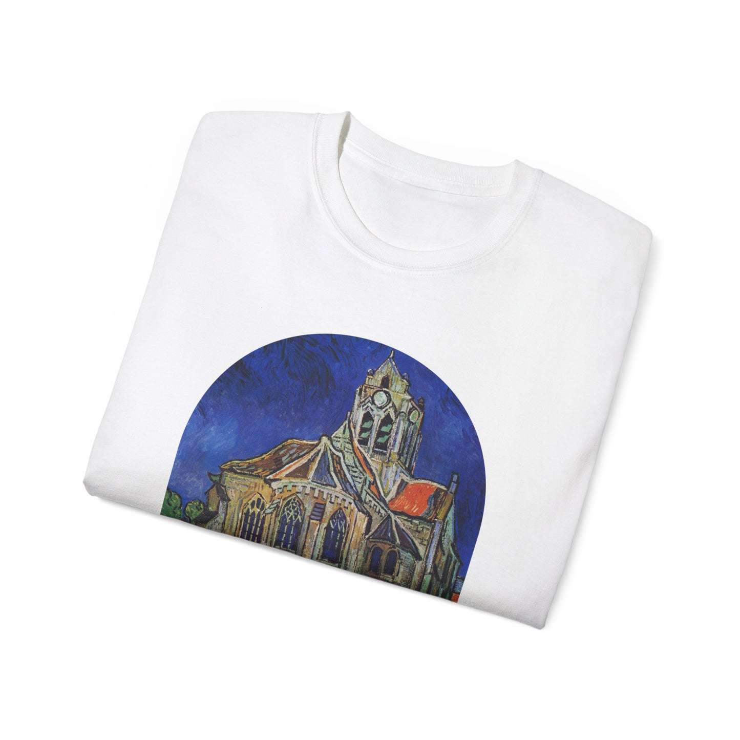 Camiseta de algodón ultra suave de Vincent Van Gogh, La iglesia de Auvers, 1890, EU