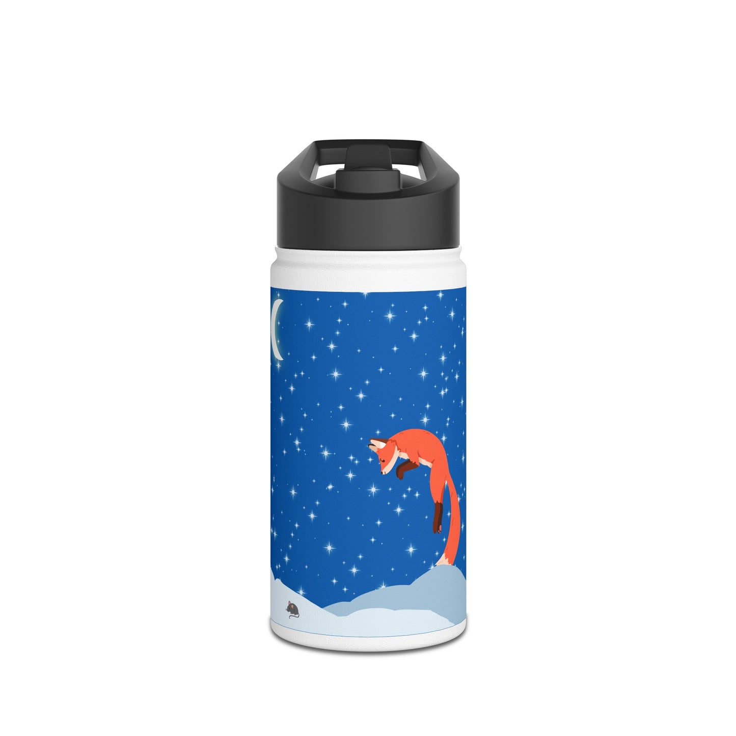 Snow Jumping Fox Stainless Steel Water Bottle, Standard Lid