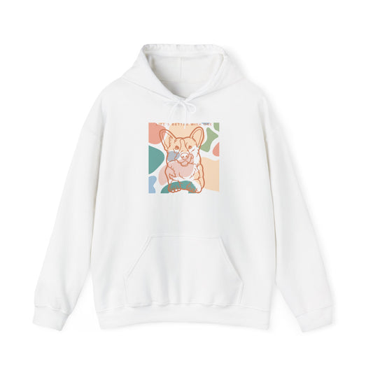 Sudadera con capucha unisex de mezcla pesada y adorable Corgi