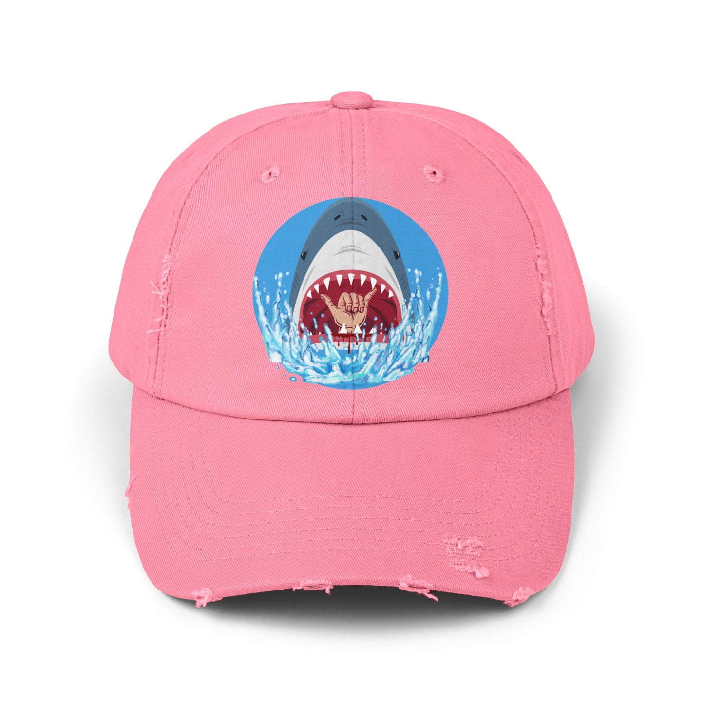 Surfin' Shark Unisex Distressed Cap