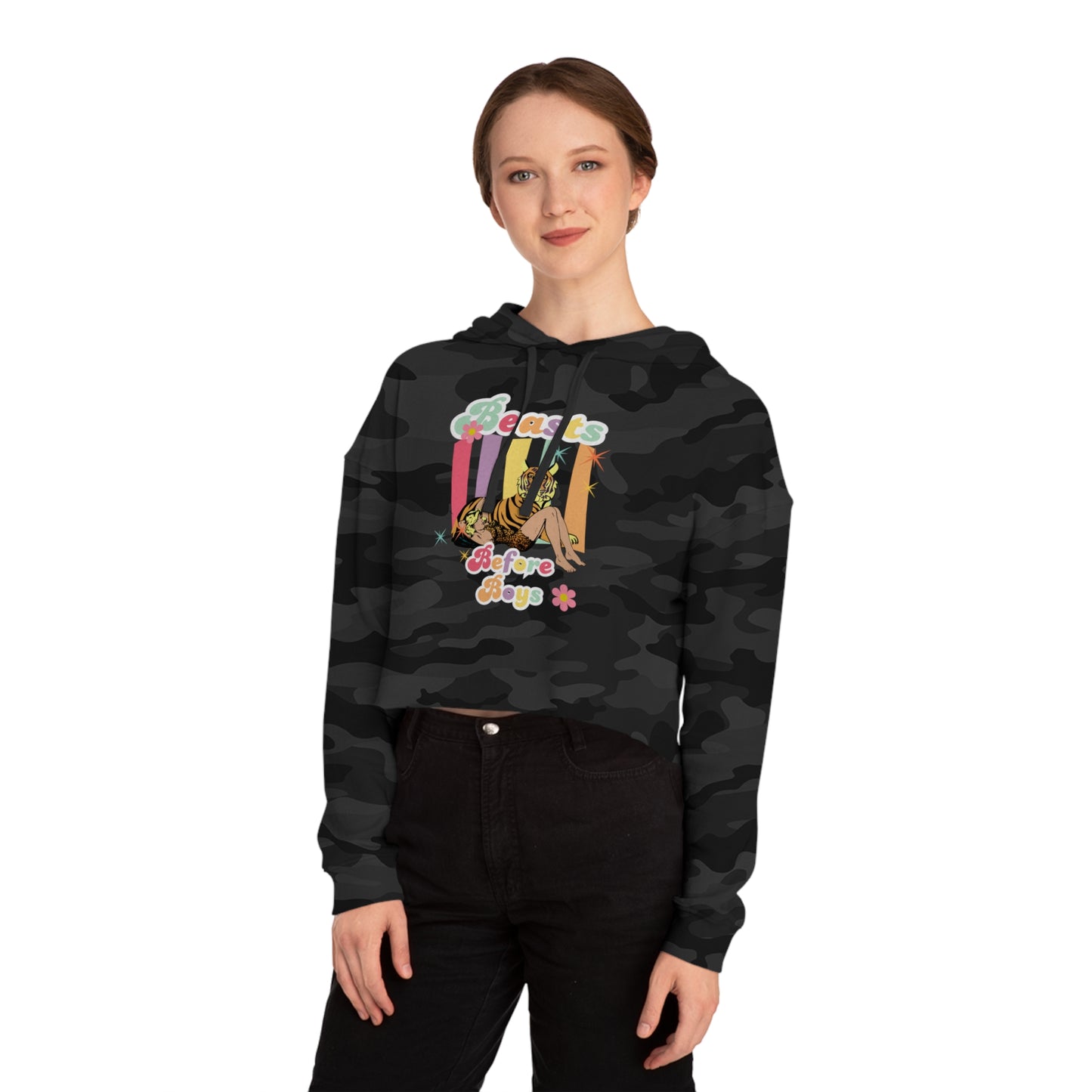 Breasts Before Boys Women’s Cropped Hooded Sweatshirt