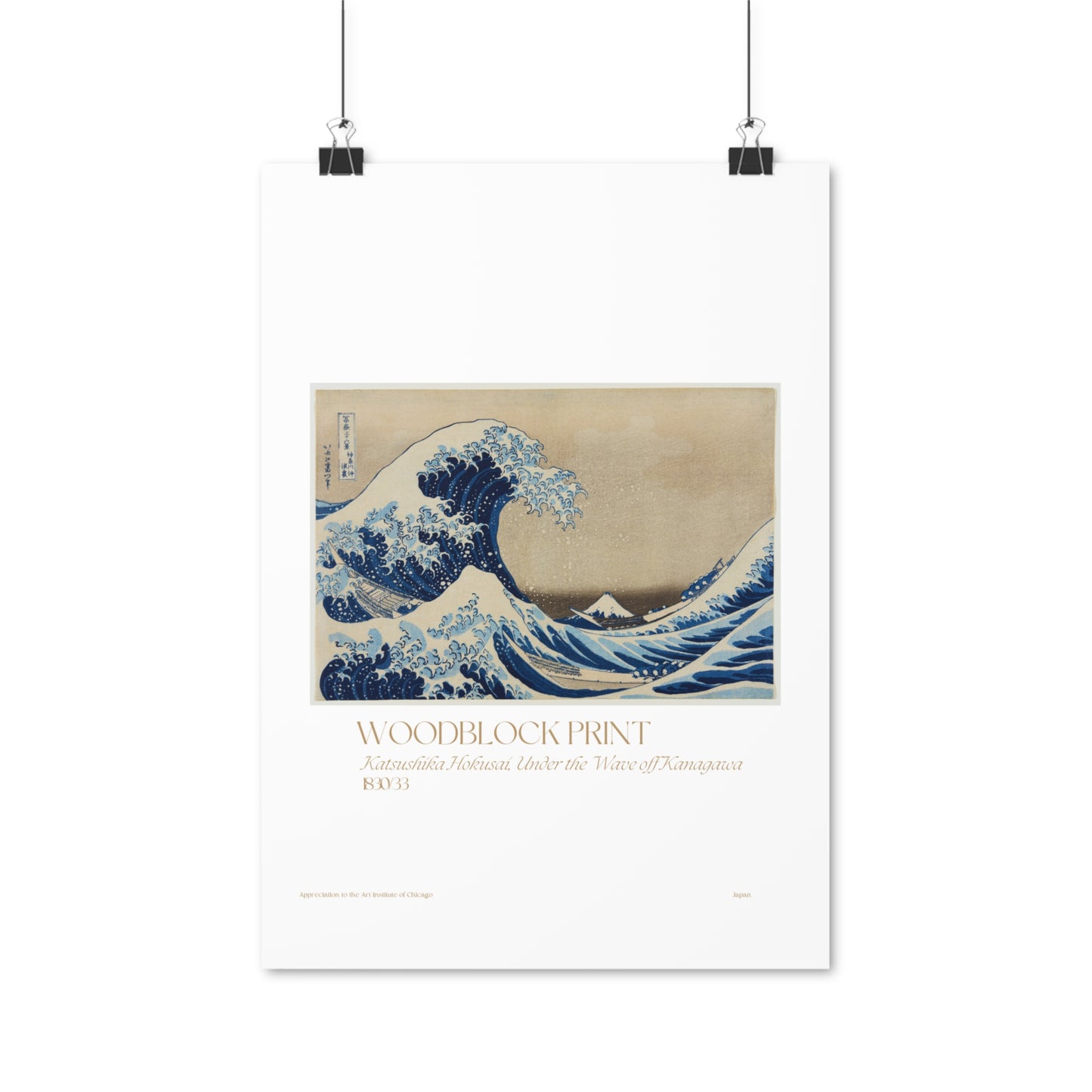 Katsushika Hokusai, Under the Wave off Kanagawa Japan1830/33 Vertical Poster EU