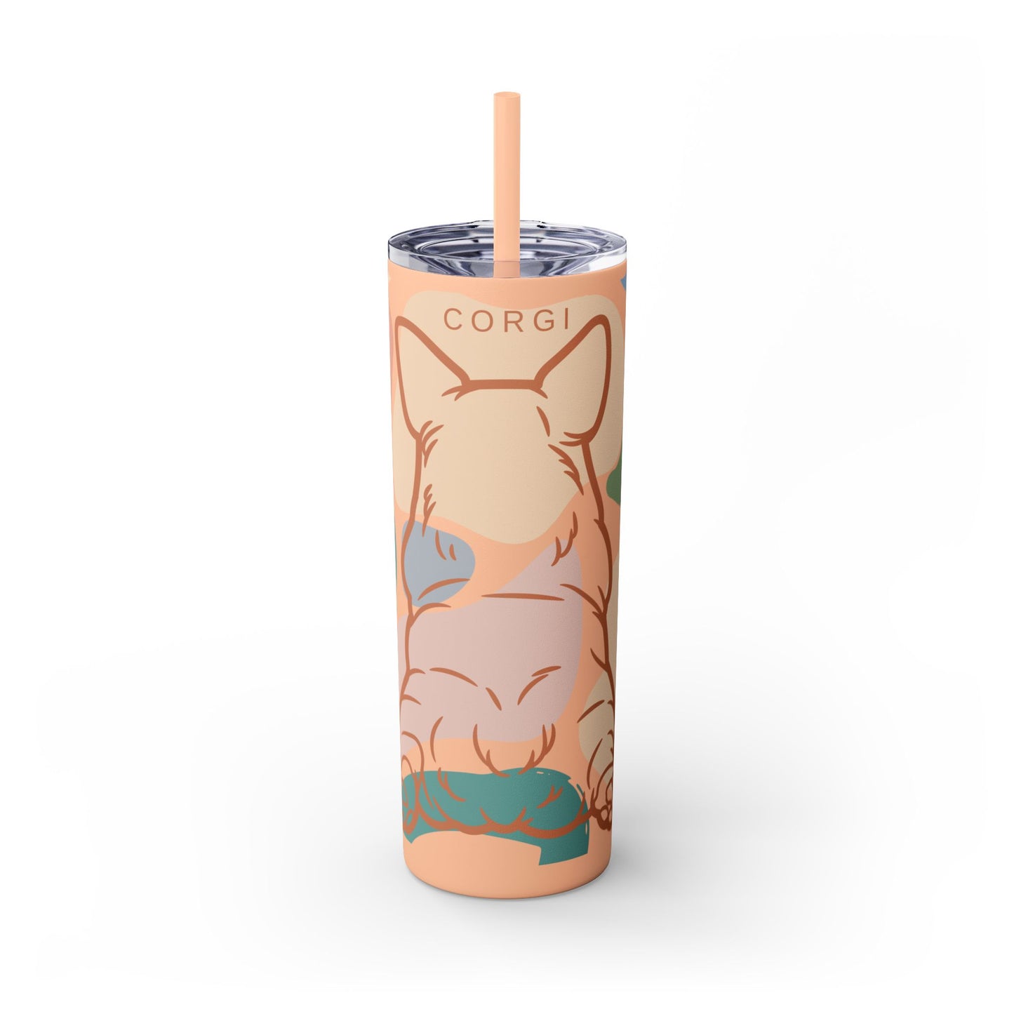 Cute Corgi Rump Skinny Tumbler with Straw, 20oz