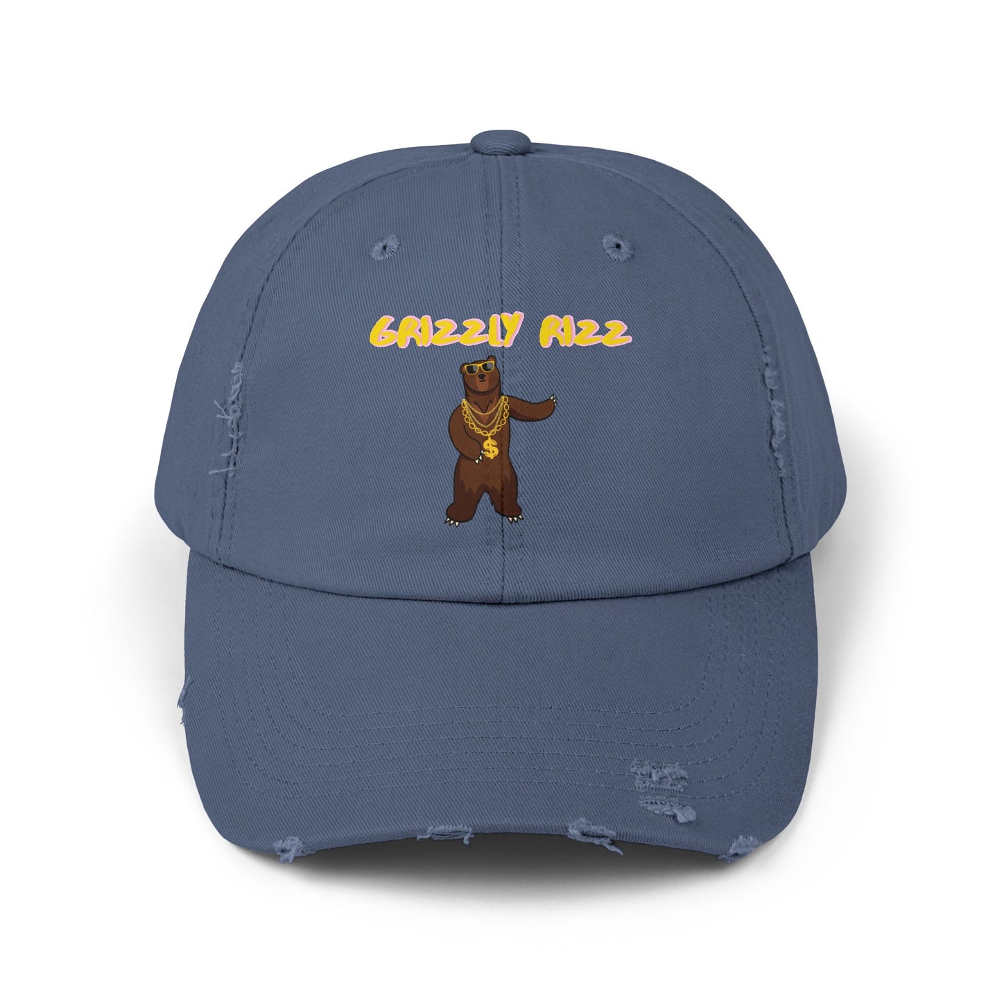 Grizzly Rizz Bear Unisex Distressed Cap