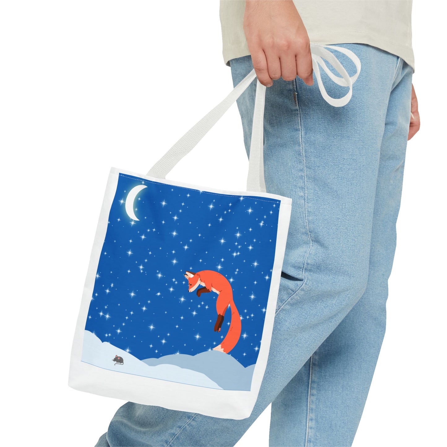 Snow Jumping Fox Tote Bag