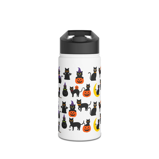 Halloween Cats Stainless Steel Water Bottle, Standard Lid