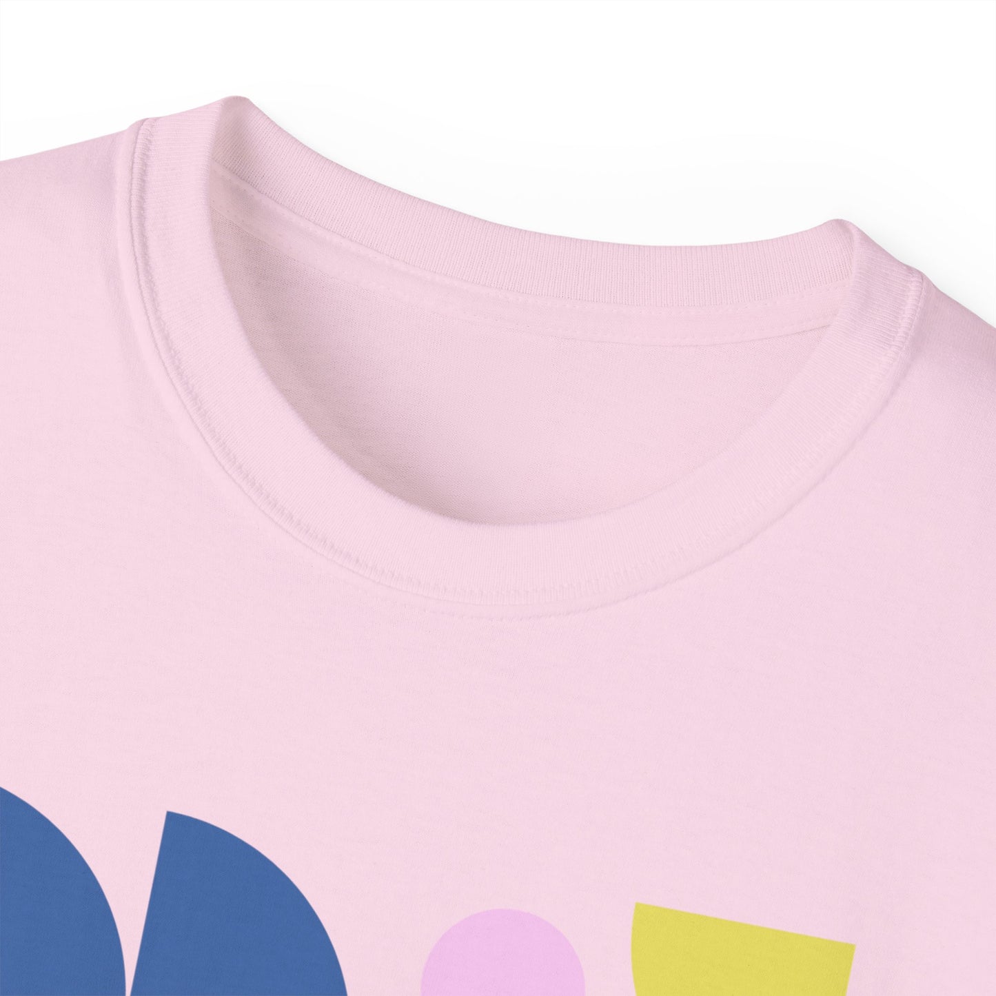 Camiseta de algodón ultra suave con ilustración de formas en colores pastel de la UE