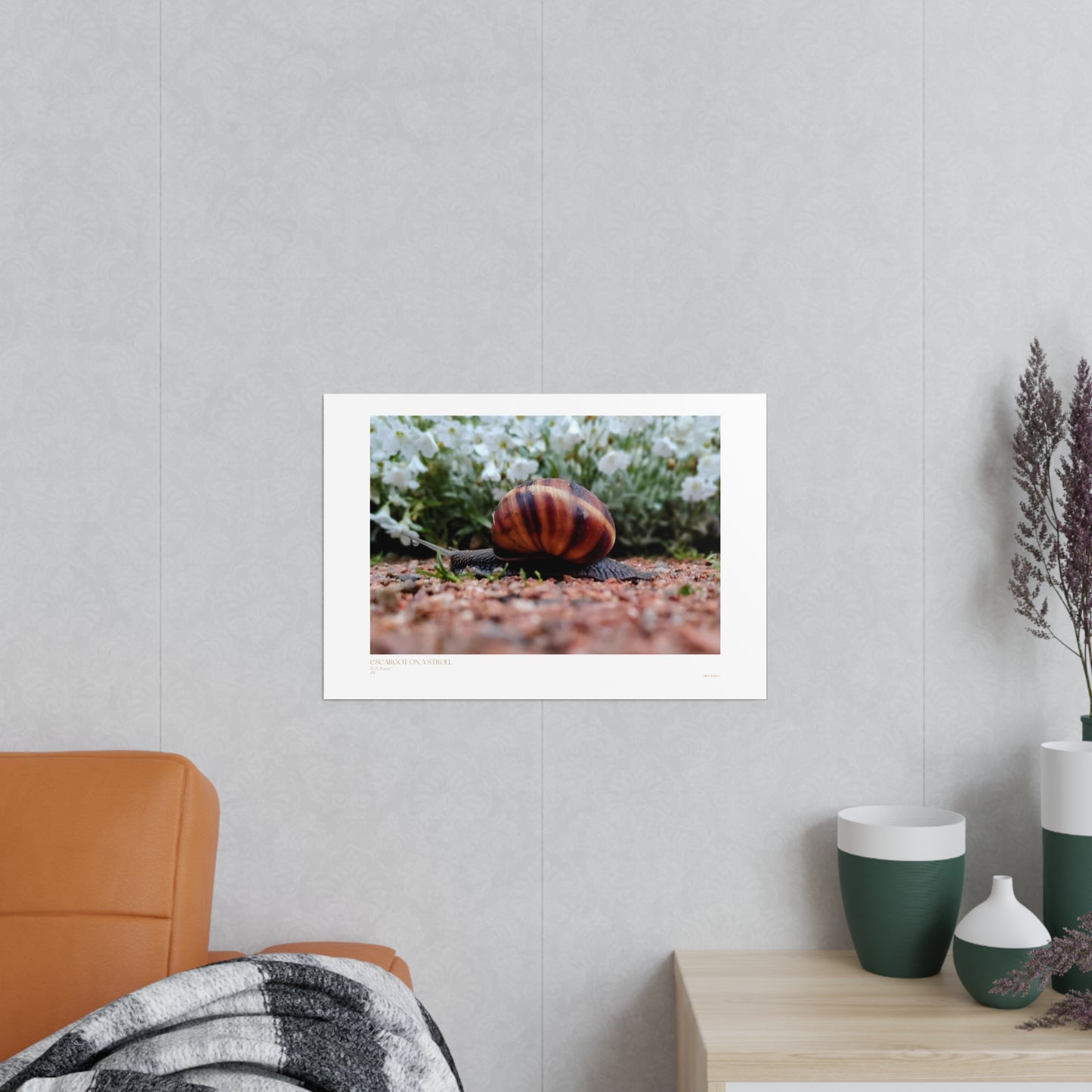 Escargot on a Stroll Matte Photograph Horizontal Posters EU