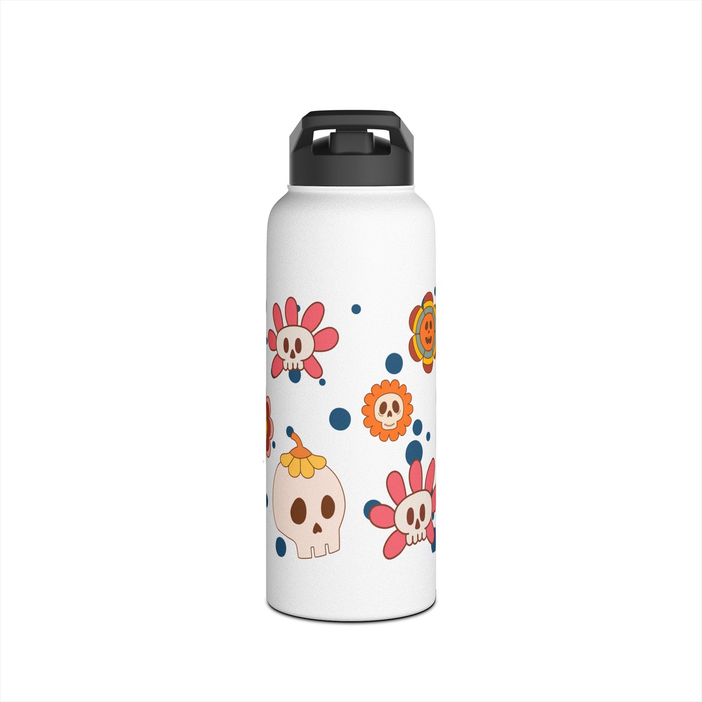 Halloween Flowers Stainless Steel Water Bottle, Standard Lid