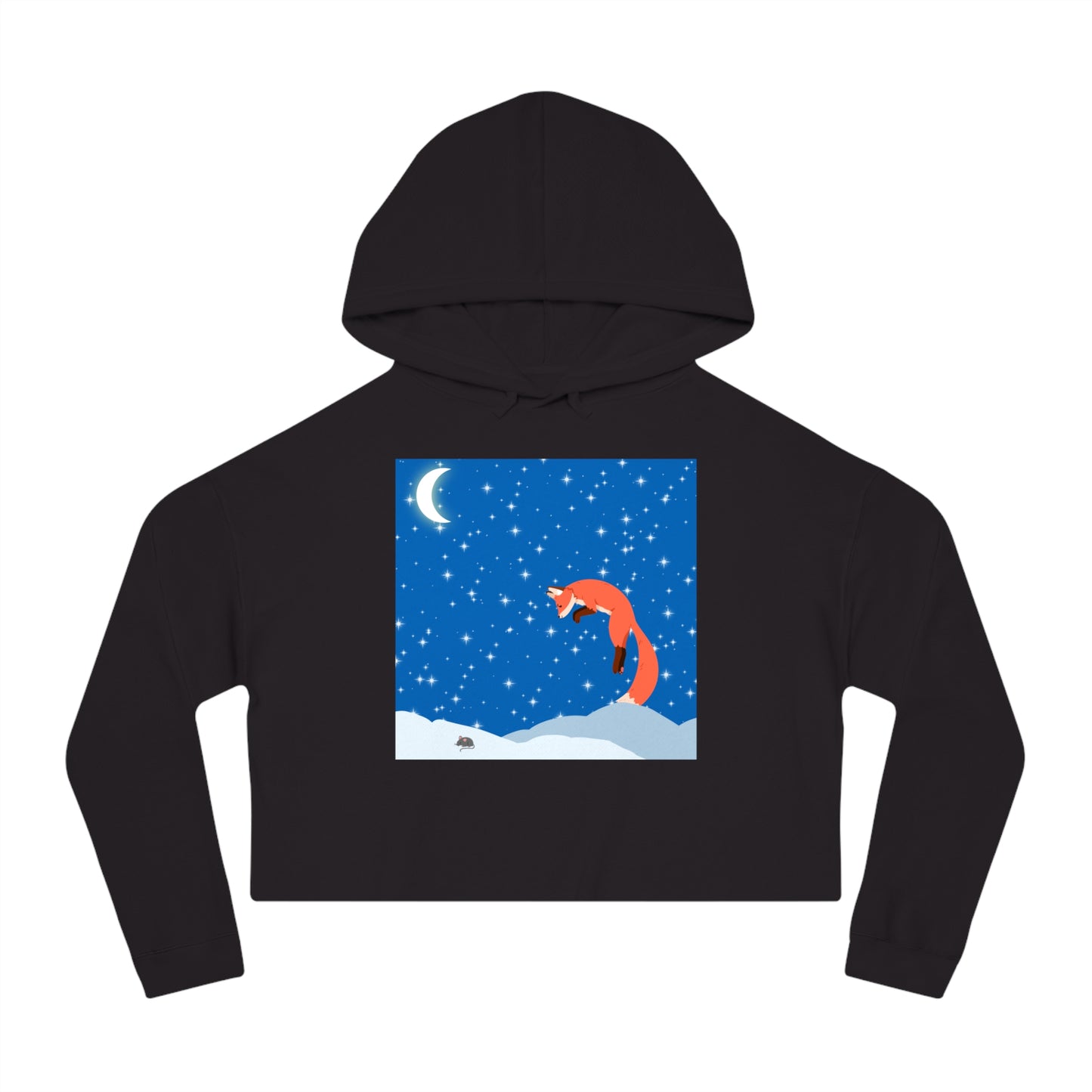 Snow Jumping Fox Crop Hoodie