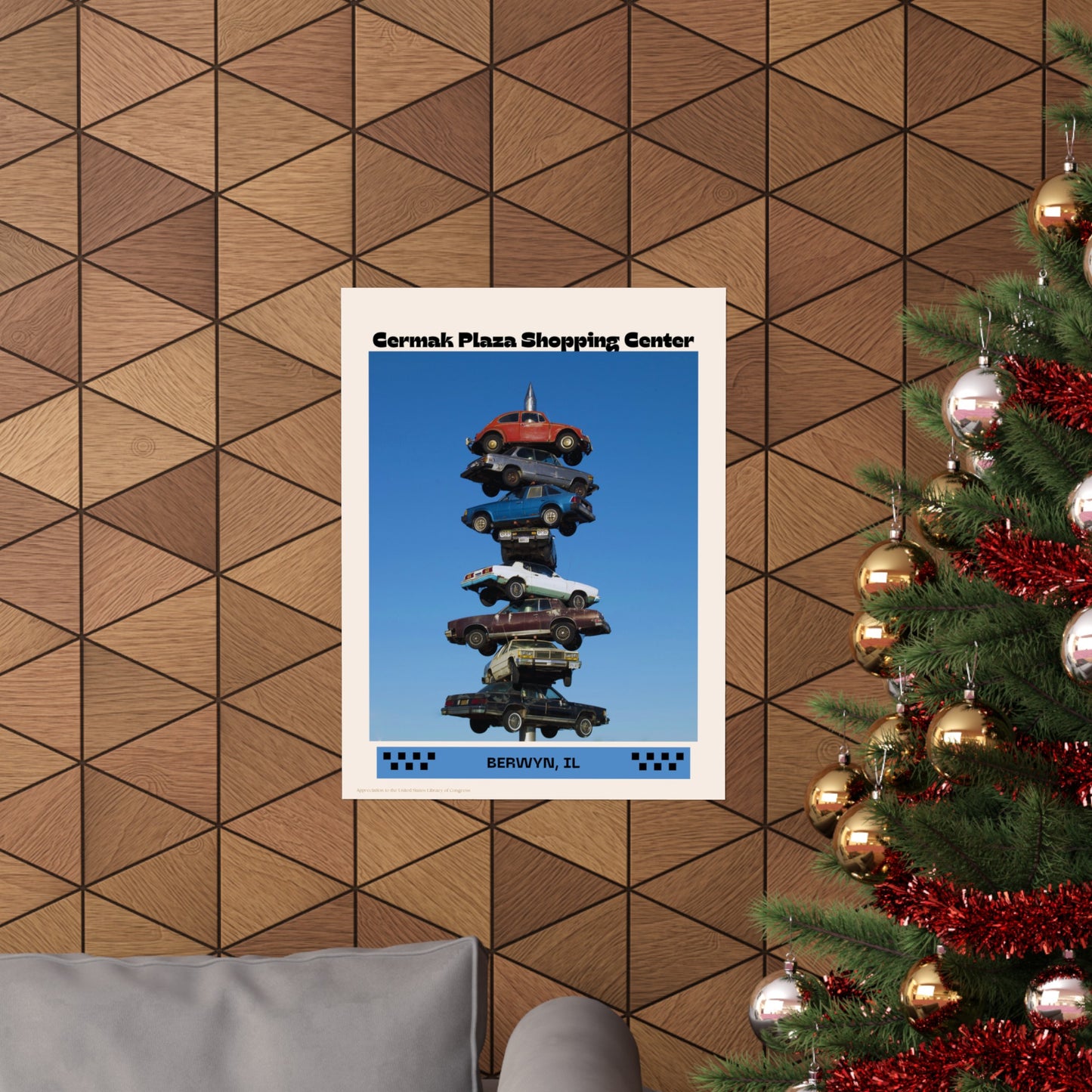 Famous Cermak Stacked Car Sculpture Illinois Vertical Poster