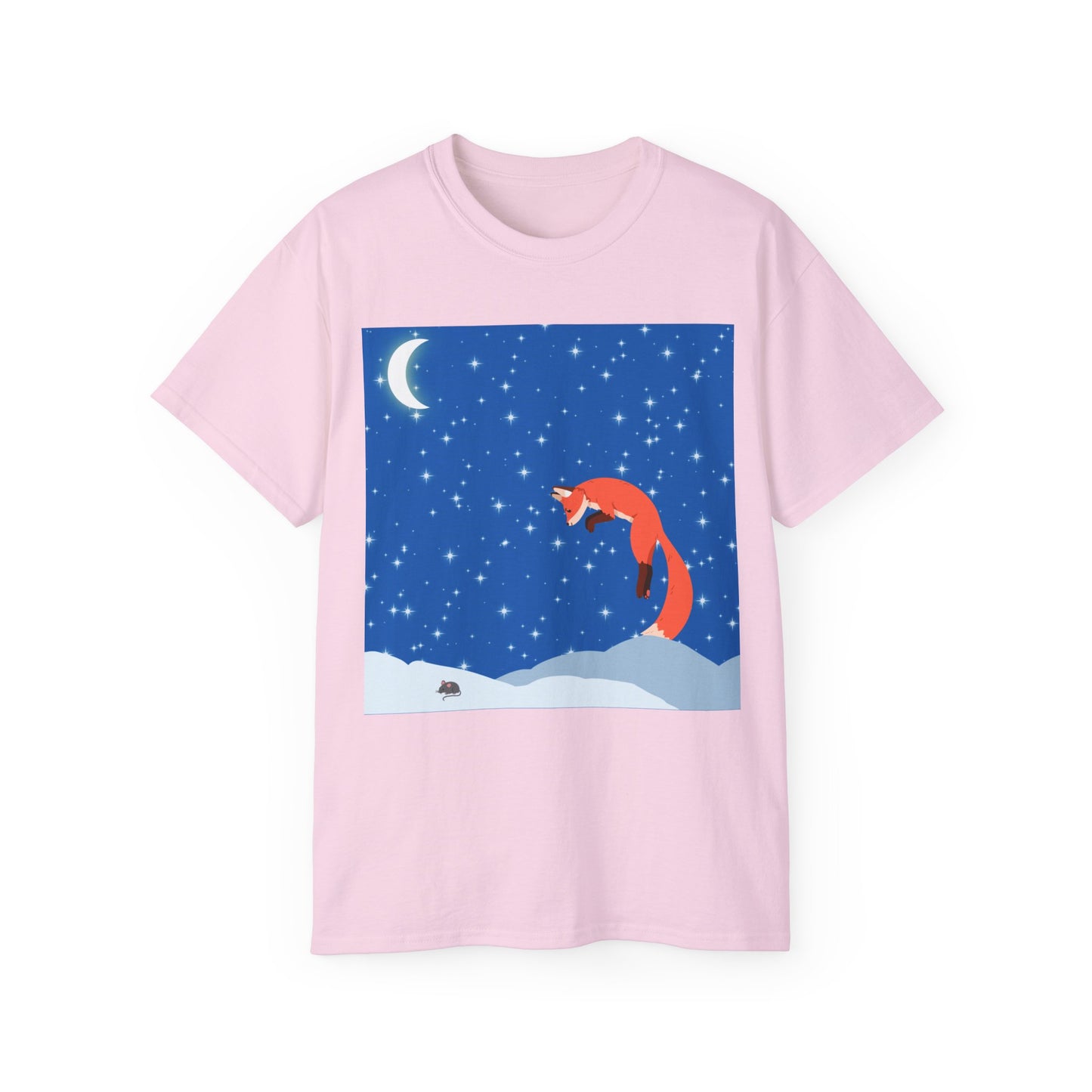 Camiseta unisex de algodón ultra fino Snow Jumping Fox 