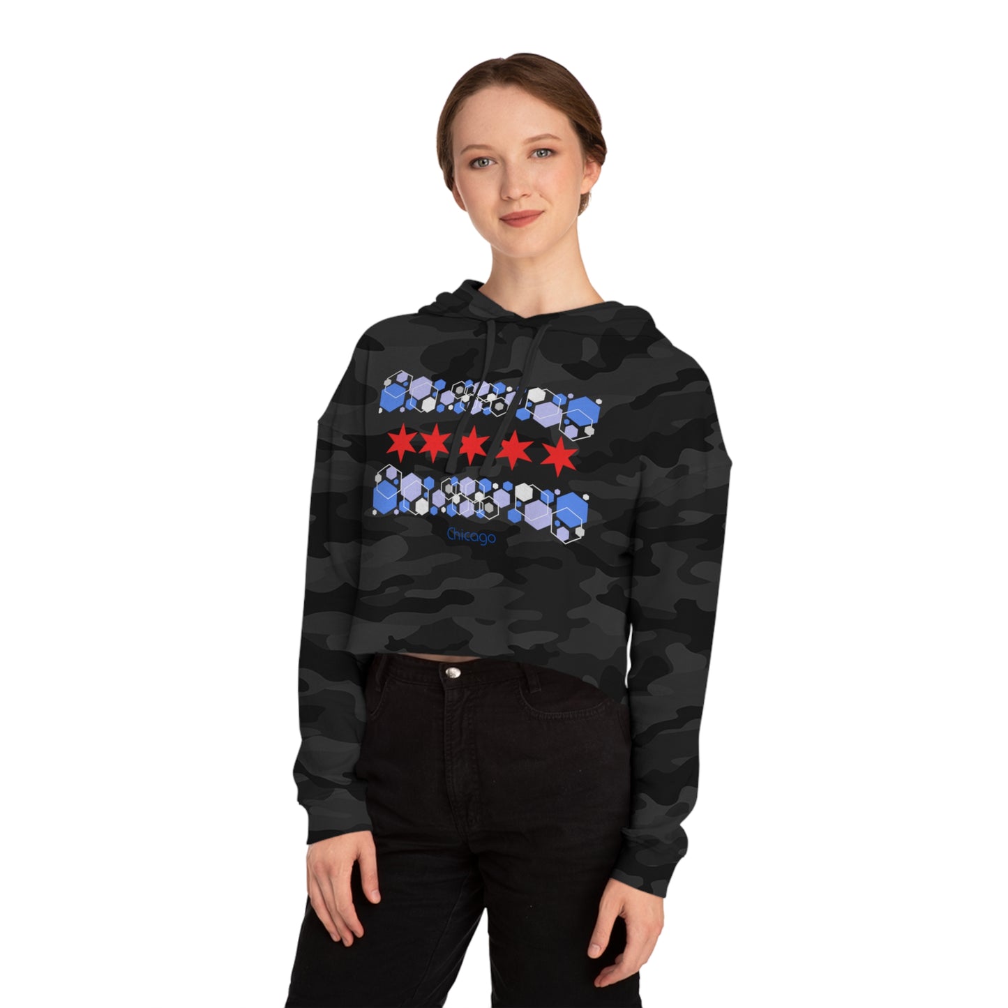 Modern Chicago Women’s Cropped Hooded Sweatshirt