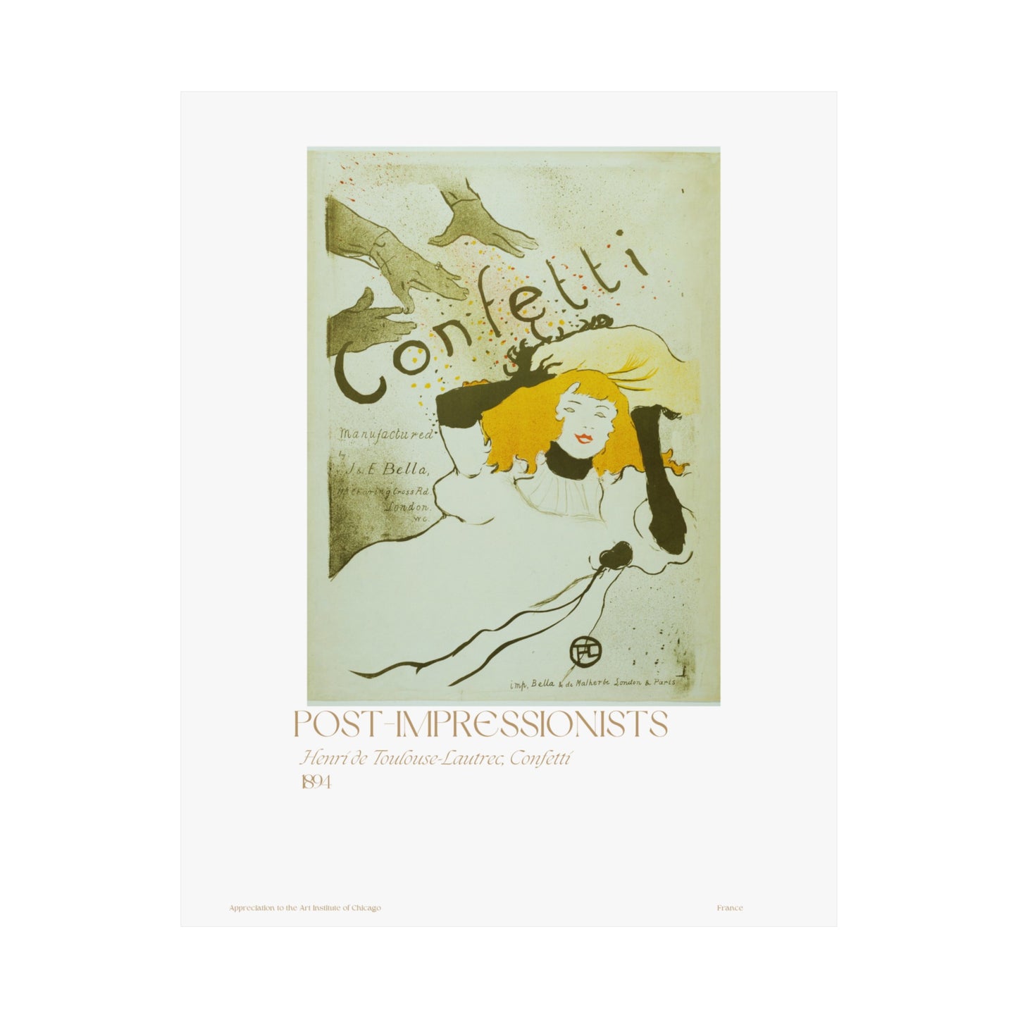 Henri de Toulouse-Lautrec, Confetti 1894 Vertical Poster