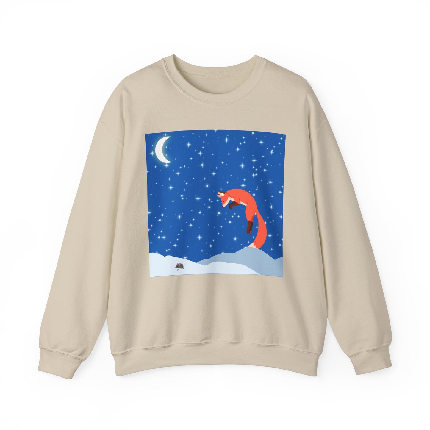 Sudadera unisex de mezcla pesada con cuello redondo Snow Jumping Fox