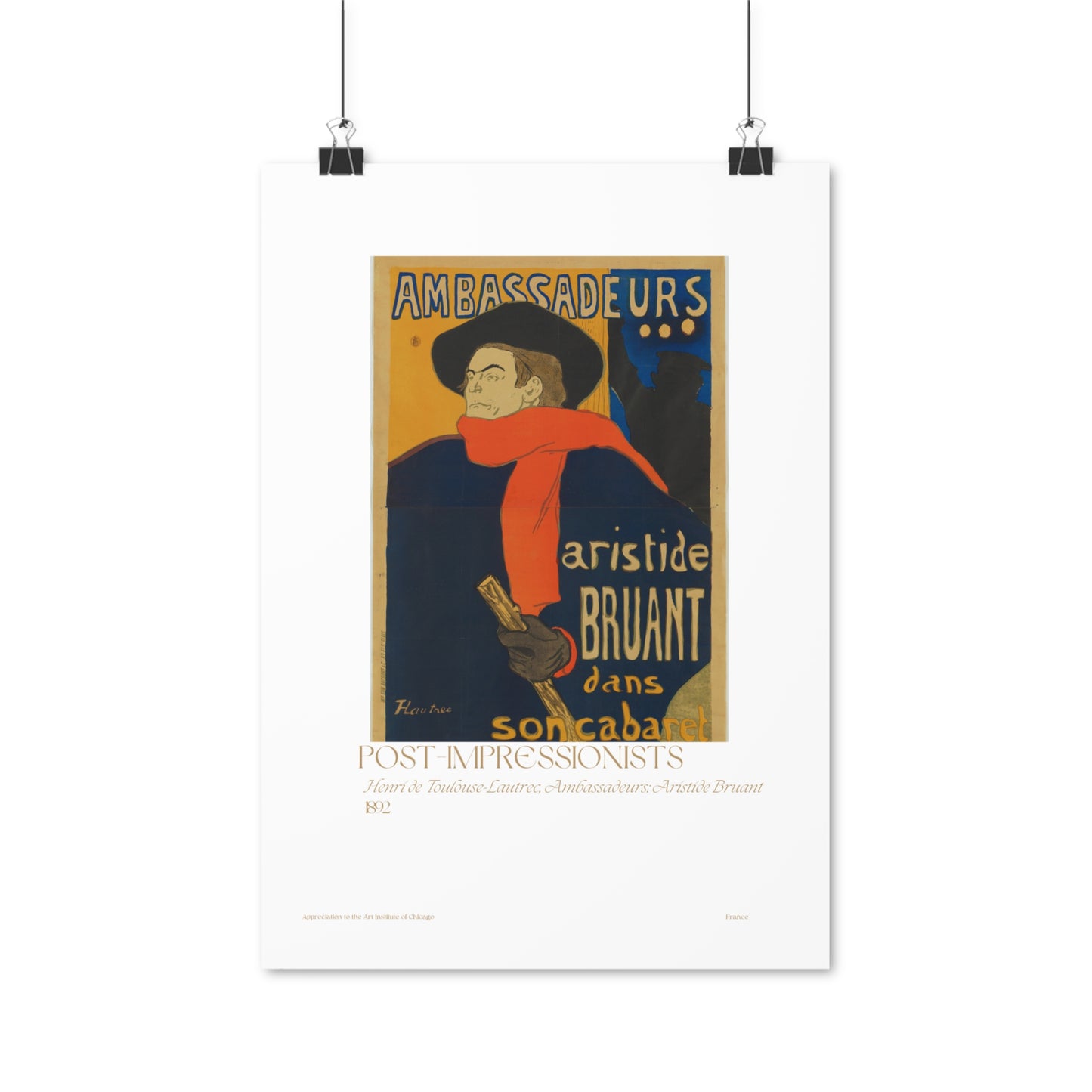 Henri de Toulouse-Lautrec, Ambassadeurs: Aristide Bruant 1892 Vertical Poster EU