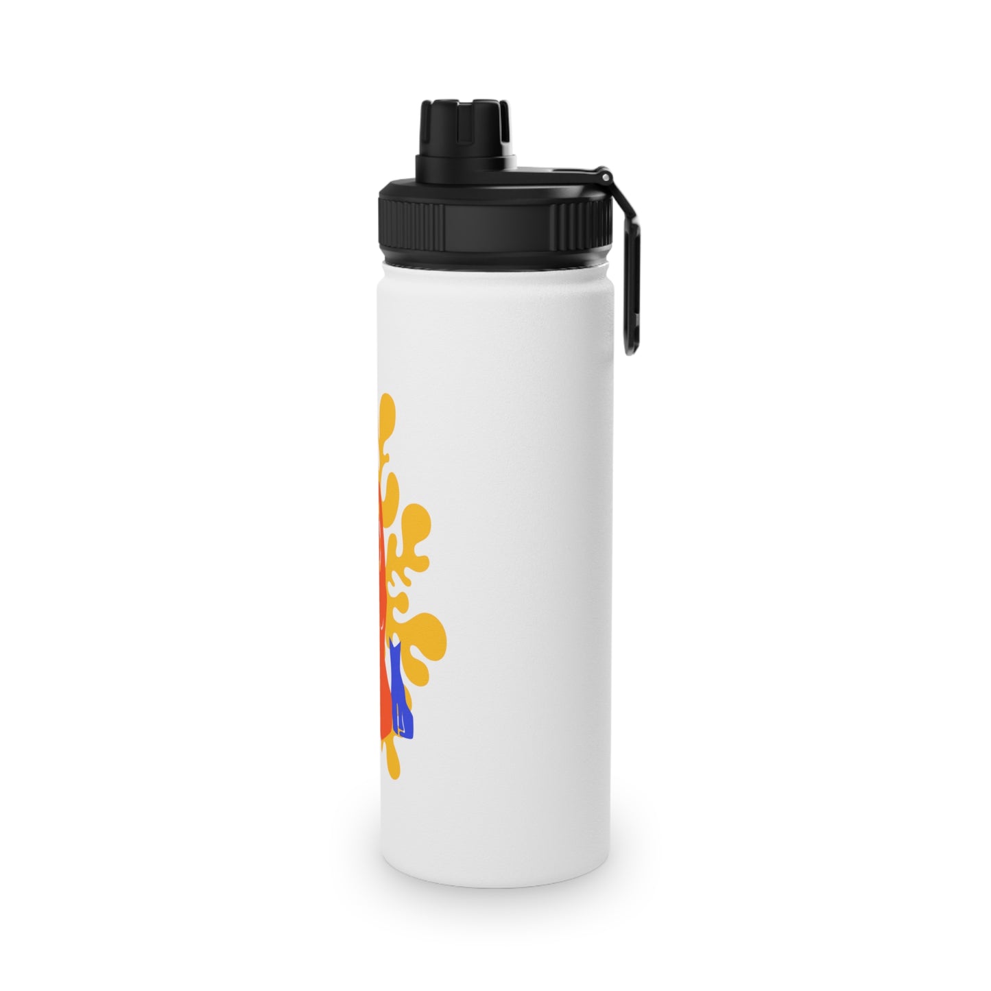 Woman, Cat, and Plant Steel Water Bottle, Standard Lid EU