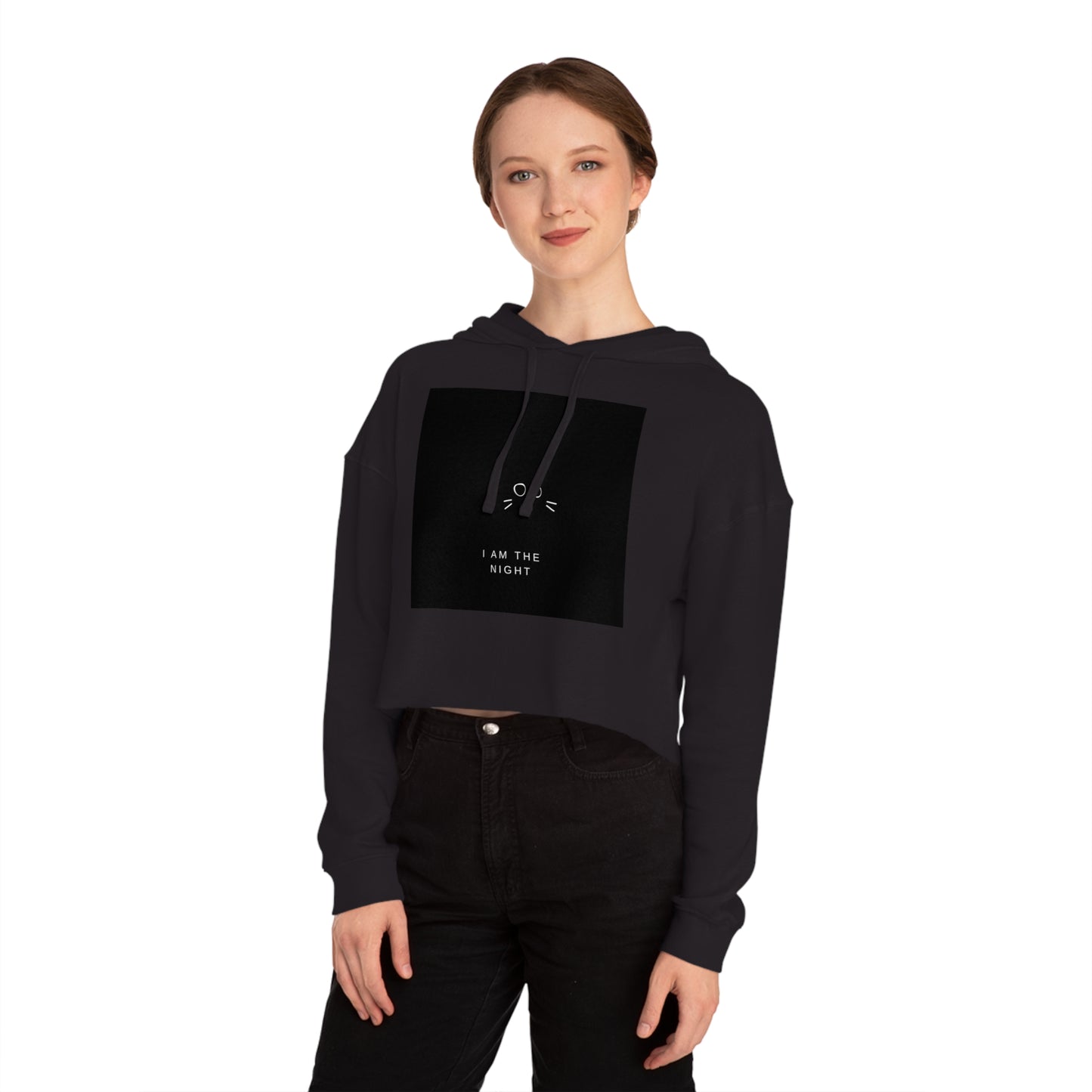 Black Cat Crop Hoodie