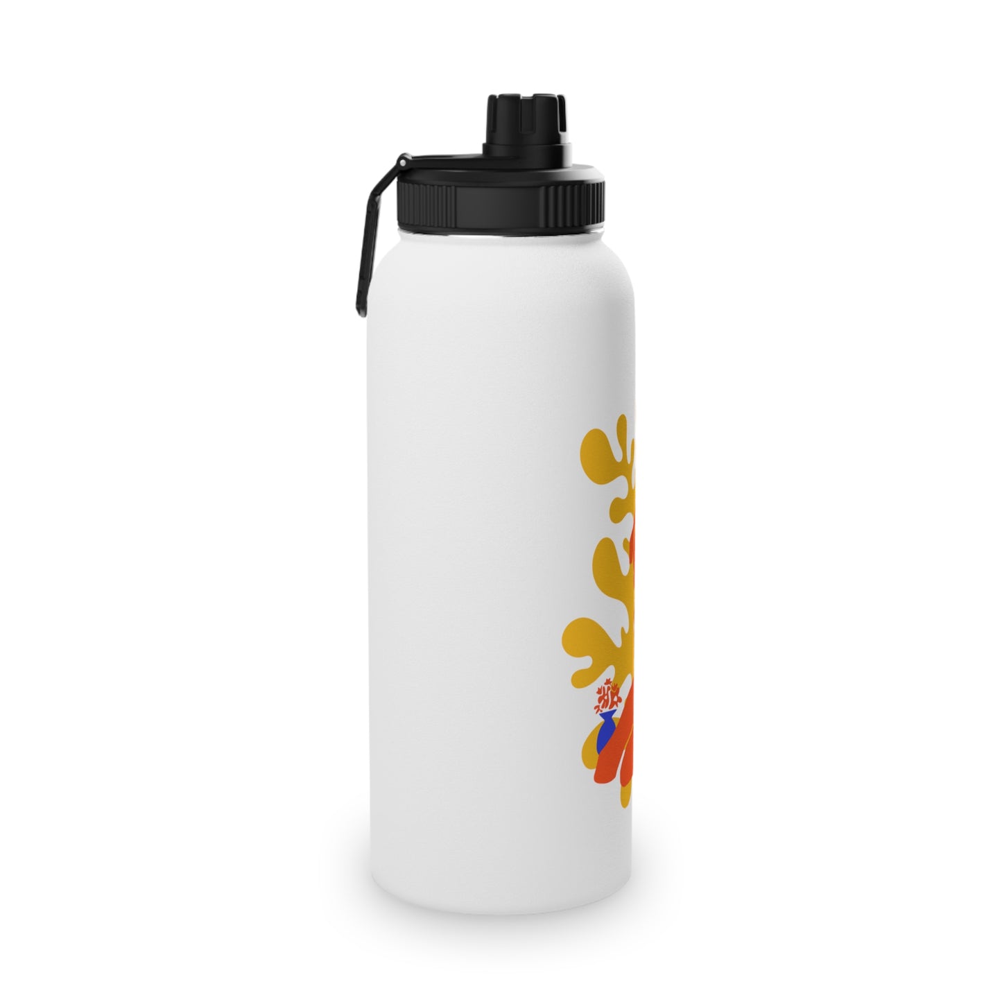 Woman, Cat, and Plant Steel Water Bottle, Standard Lid EU