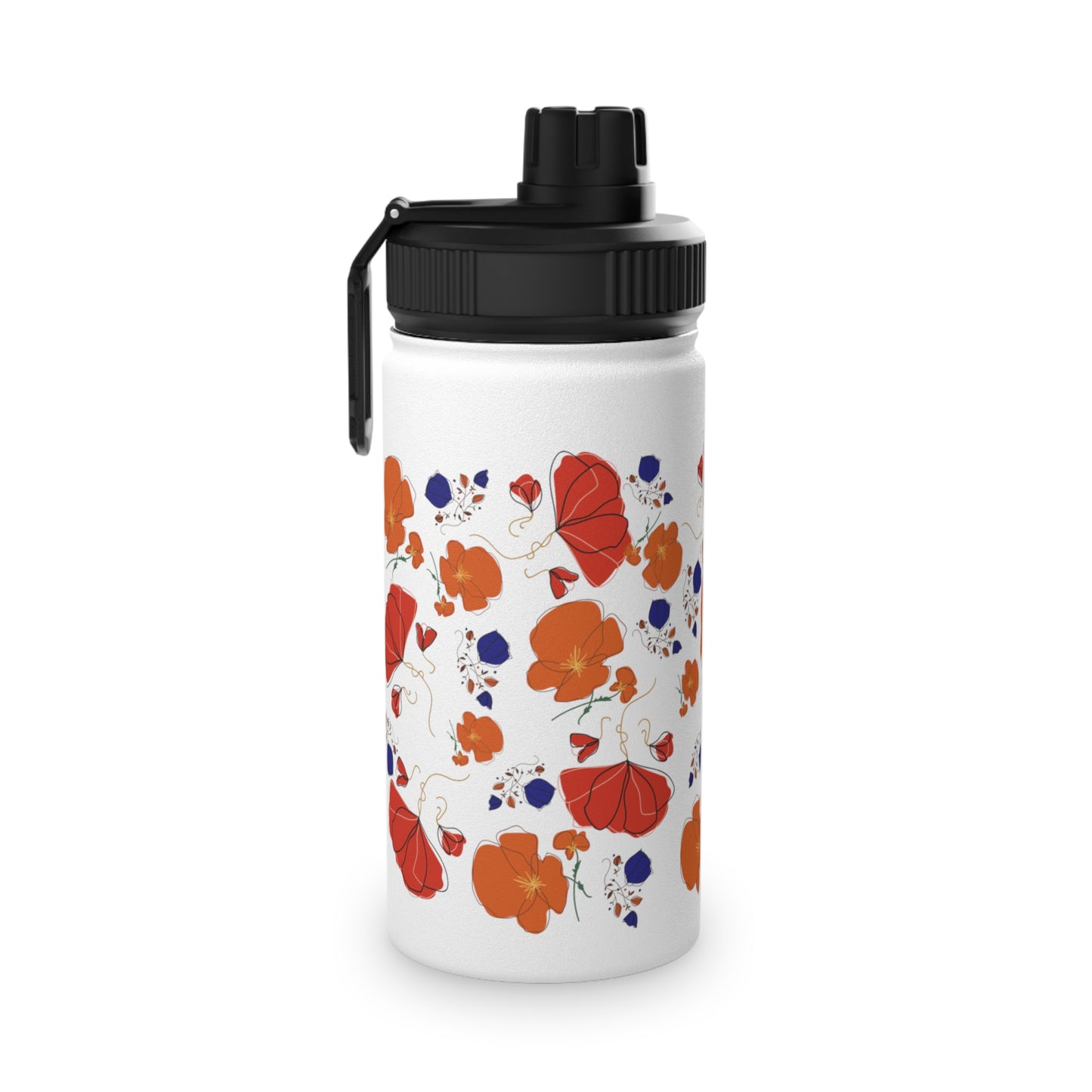 Poppies Steel Water Bottle, Standard Lid EU