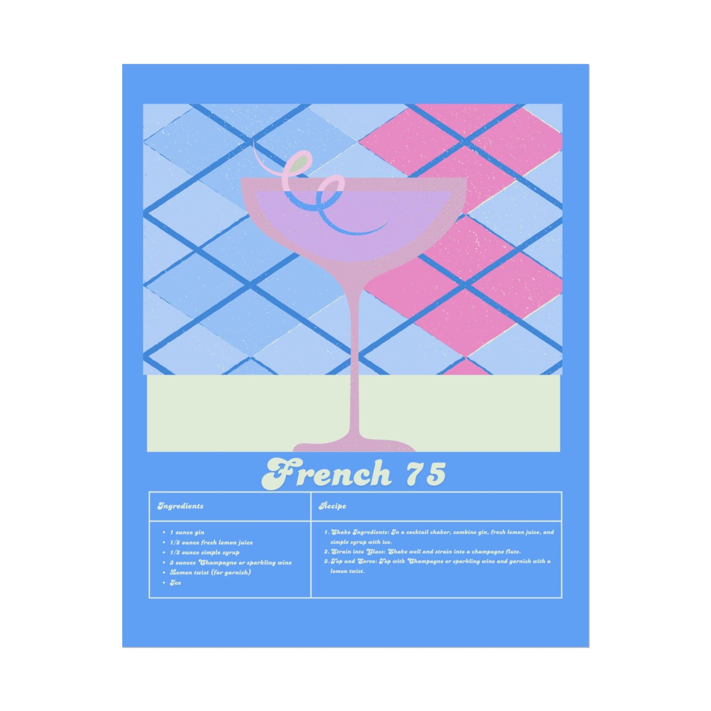 French 75 Illustration Vertical Poster SMALL EU