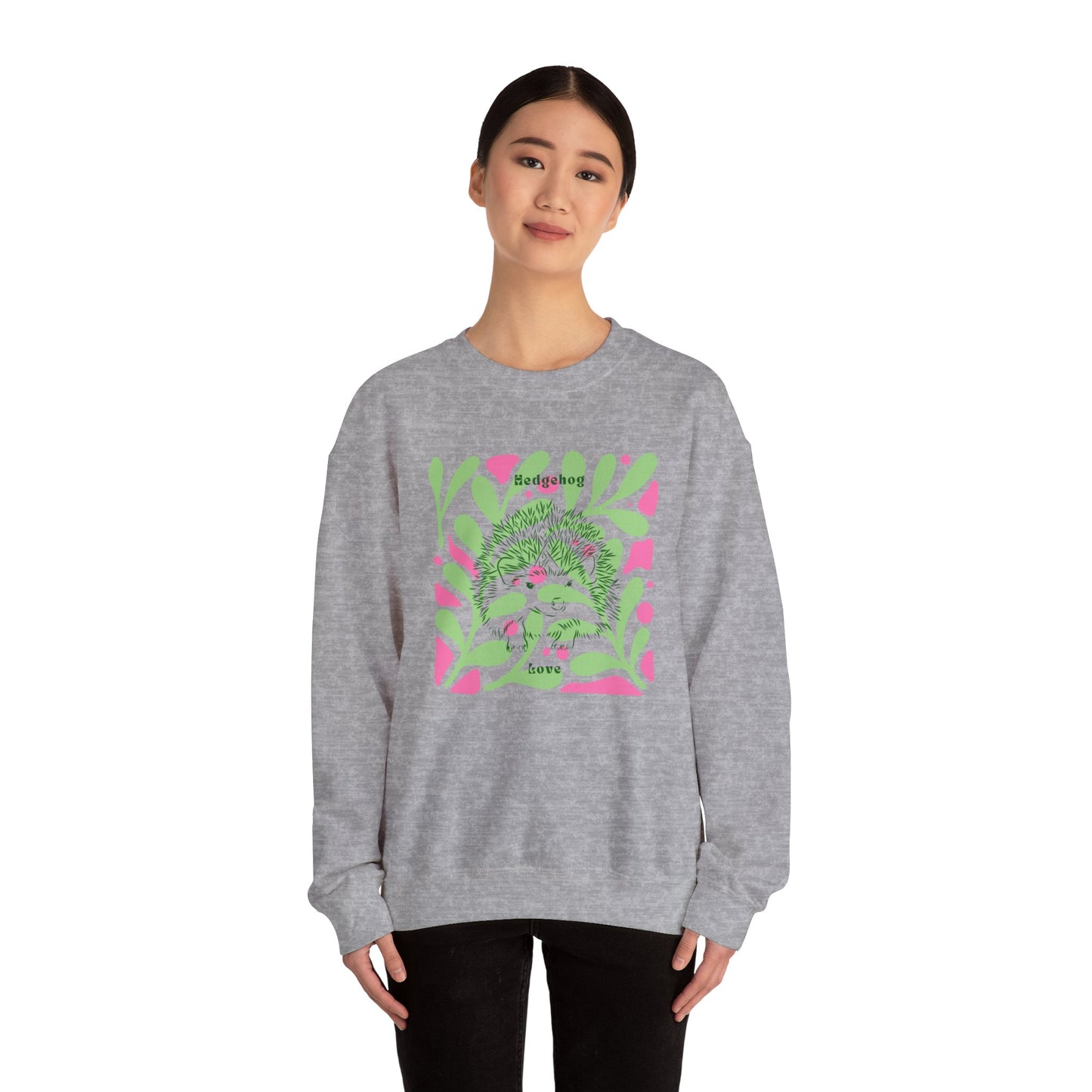 Sudadera unisex de cuello redondo y mezcla pesada Hedgehog Love 