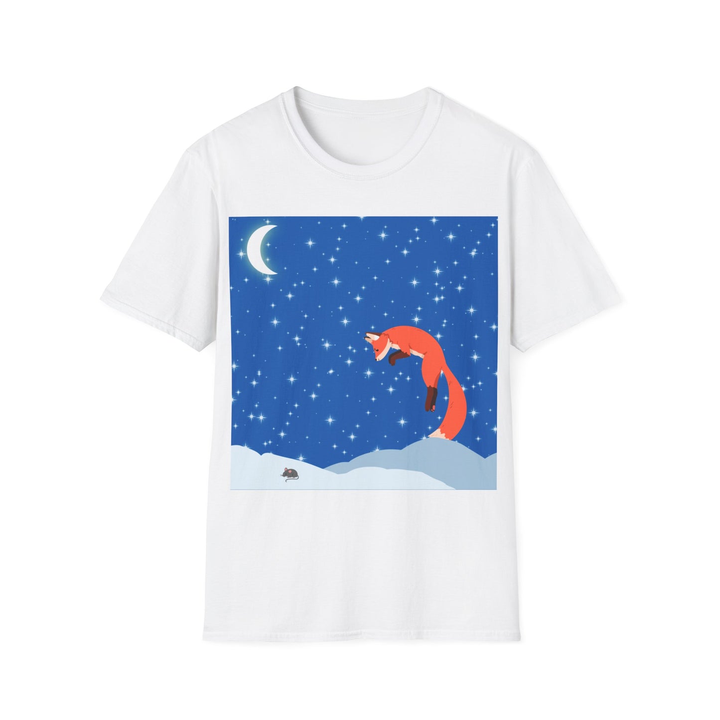 Snow Jumping Fox Unisex Softstyle T-Shirt